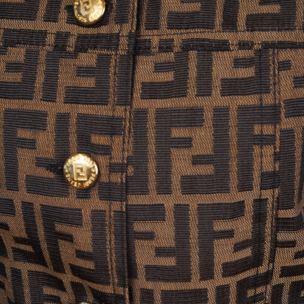 PRE-OWNED FF Zucca Pattern Buttoned Waistcoat In Brown