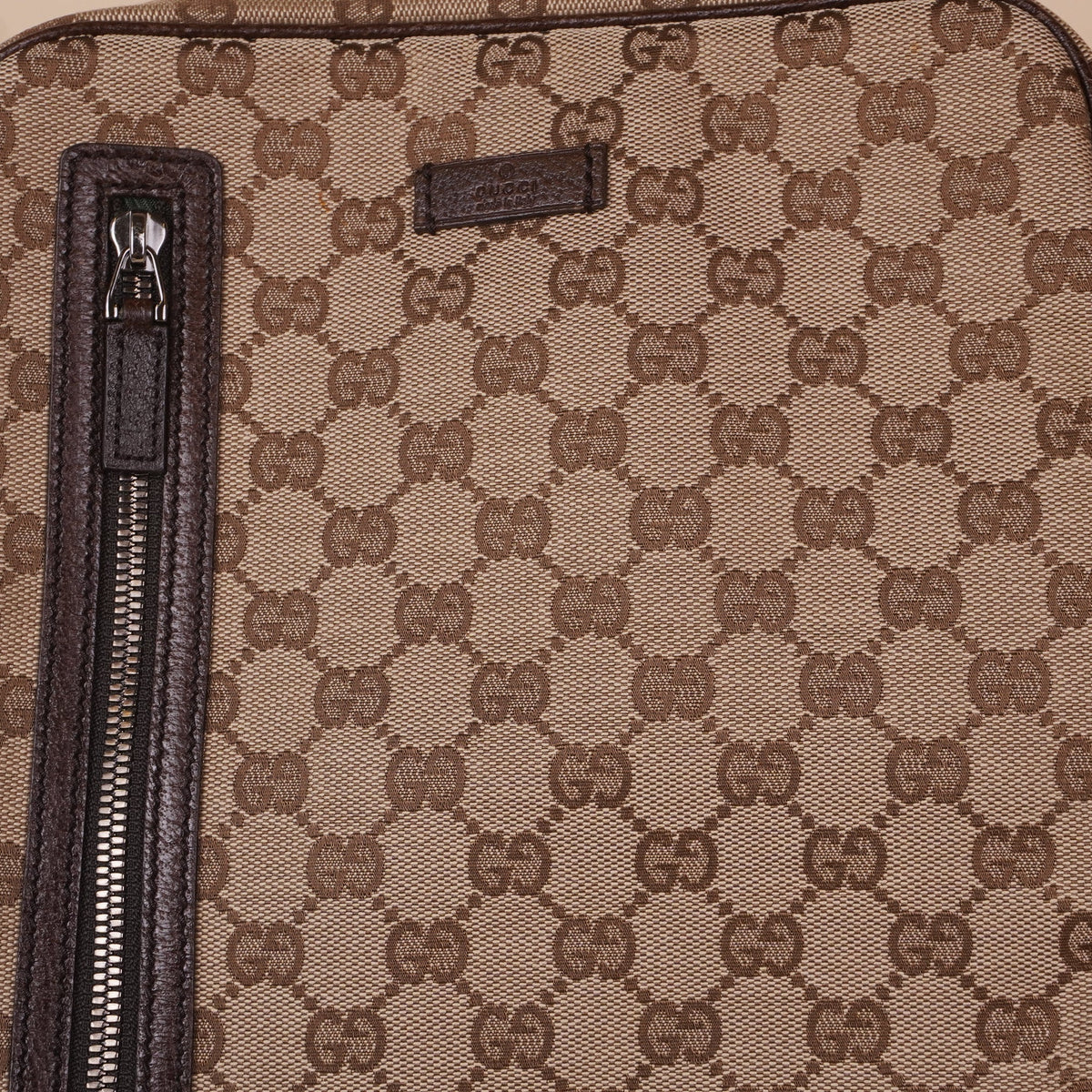 PRE-OWNED GG Monogram Messenger Bag Dark Brown Crossbody Bag