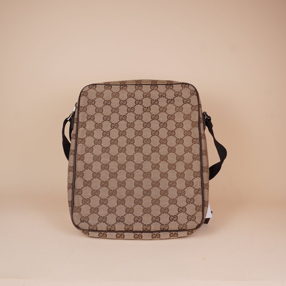PRE-OWNED GG Monogram Messenger Bag Dark Brown Crossbody Bag