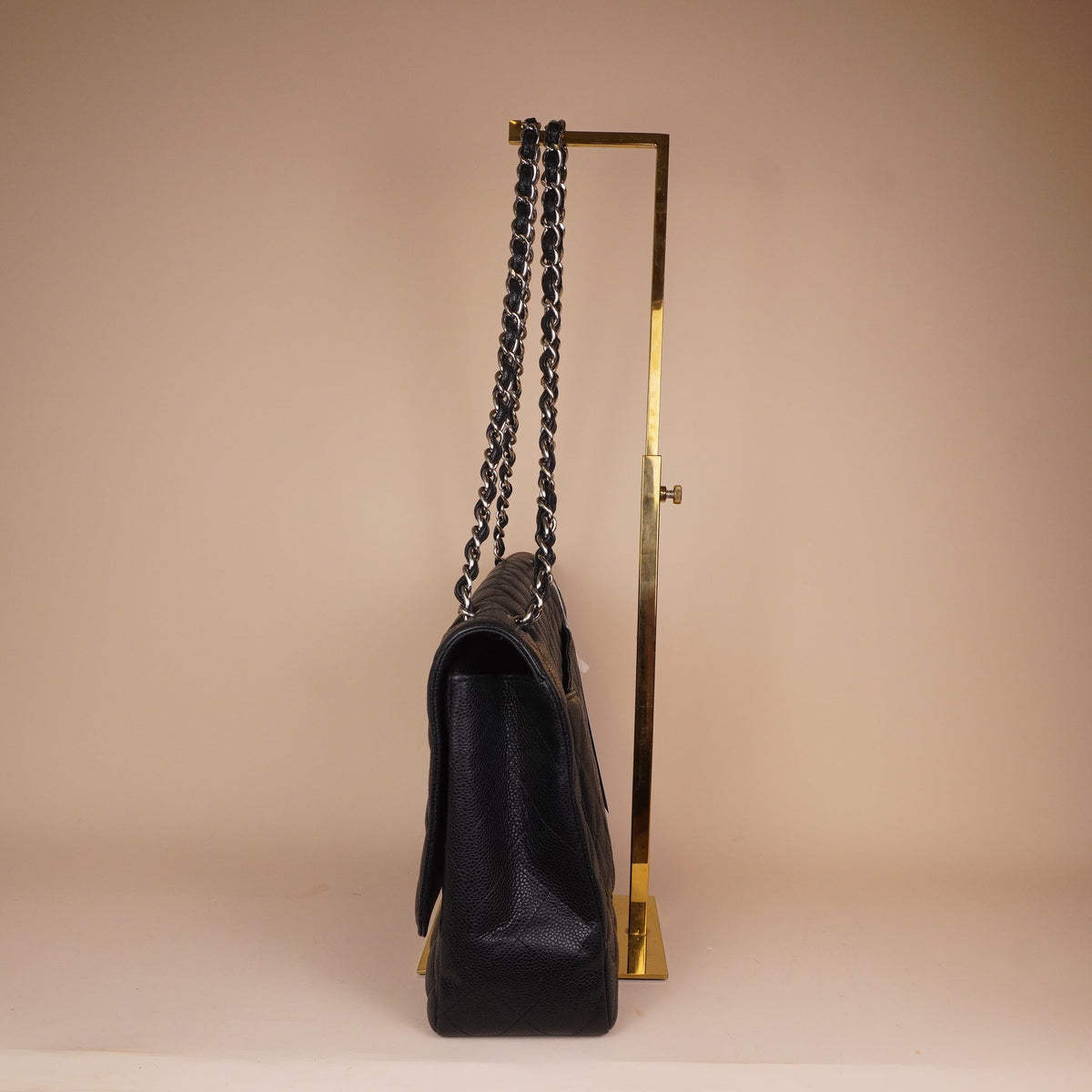 PRE-OWNED CC Maxi Classic Flap Black Caviar Shoulder Bag