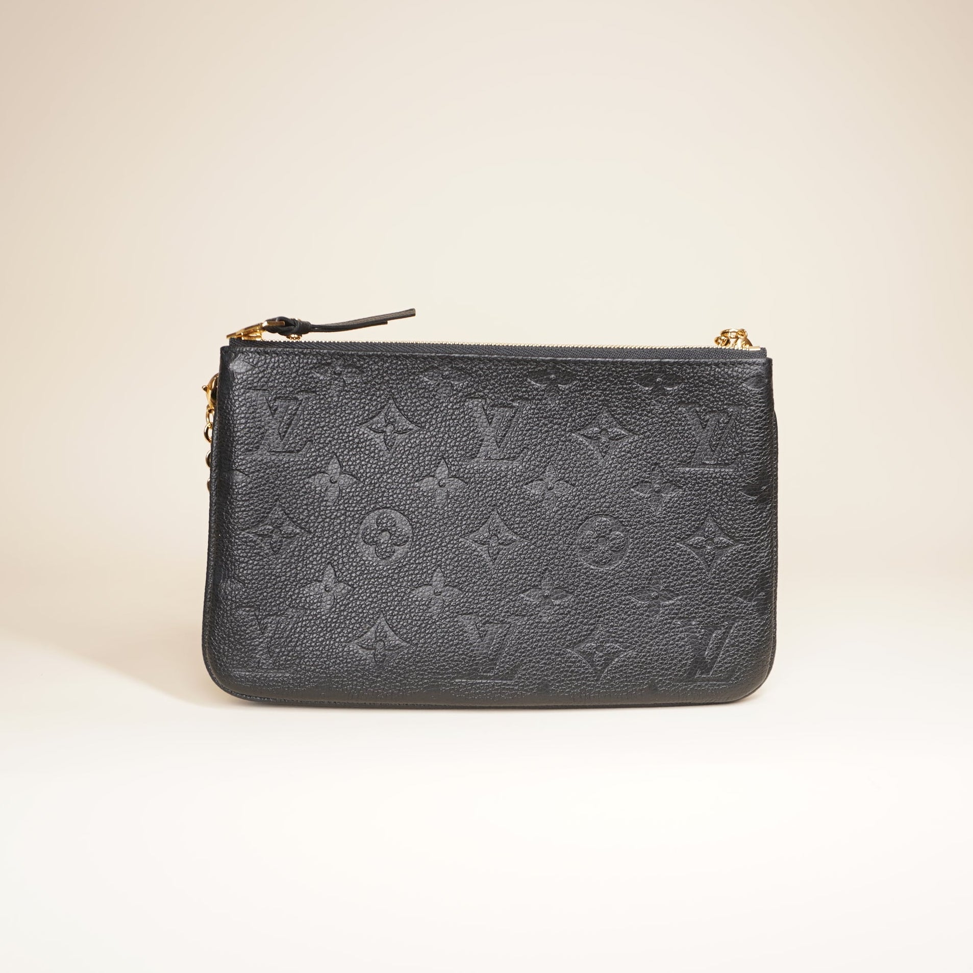 PRE-OWNED LV Black Empreinte Monogram Double Zip Shoulder Bag