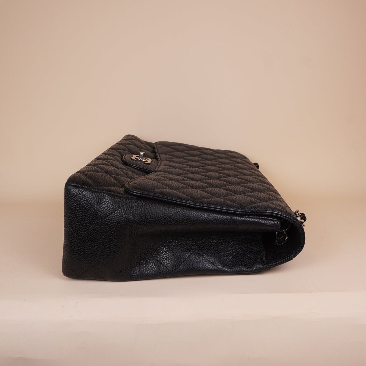 PRE-OWNED CC Maxi Classic Flap Black Caviar Shoulder Bag