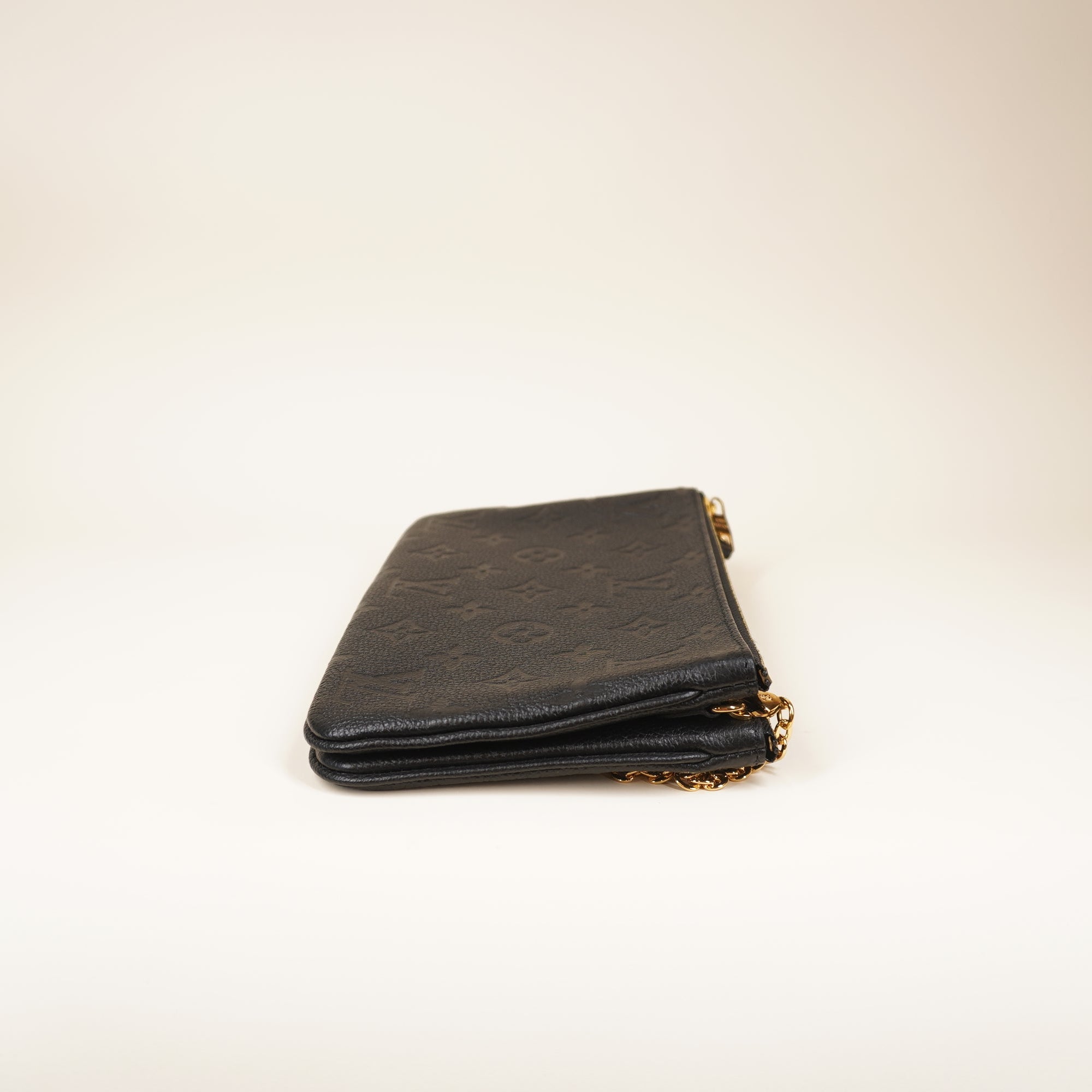 PRE-OWNED LV Black Empreinte Monogram Double Zip Shoulder Bag