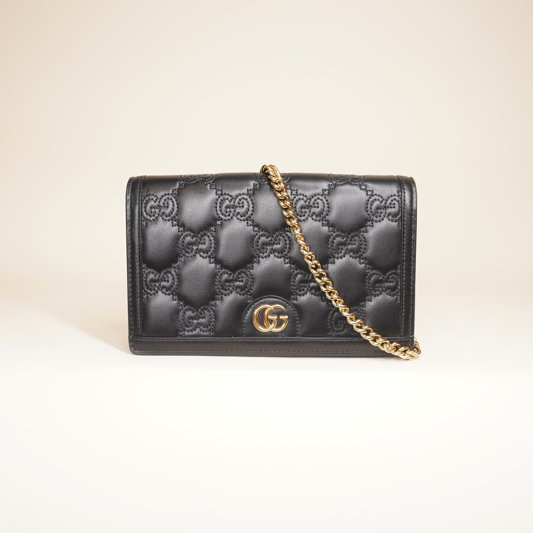 PRE-OWNED Black GG Matelassé Crossbody Bag