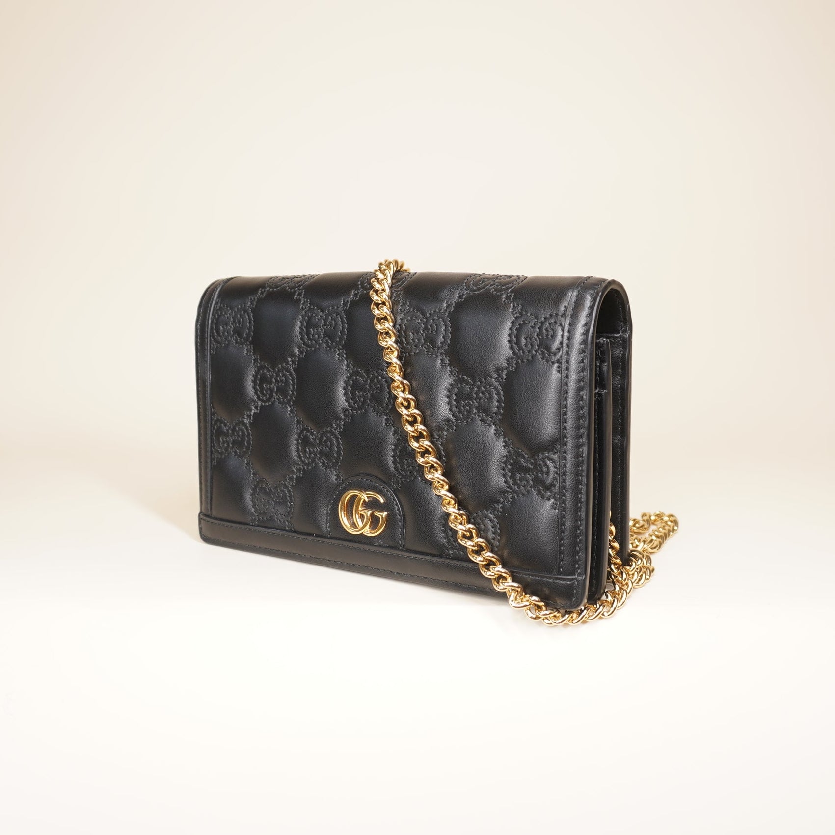 PRE-OWNED Black GG Matelassé Crossbody Bag