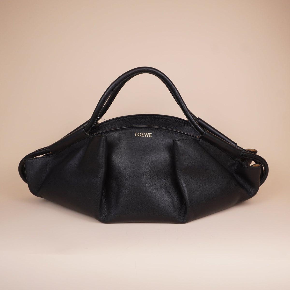 PRE-OWNED Shiny Nappa Calfskin Small Paseo Bag Black