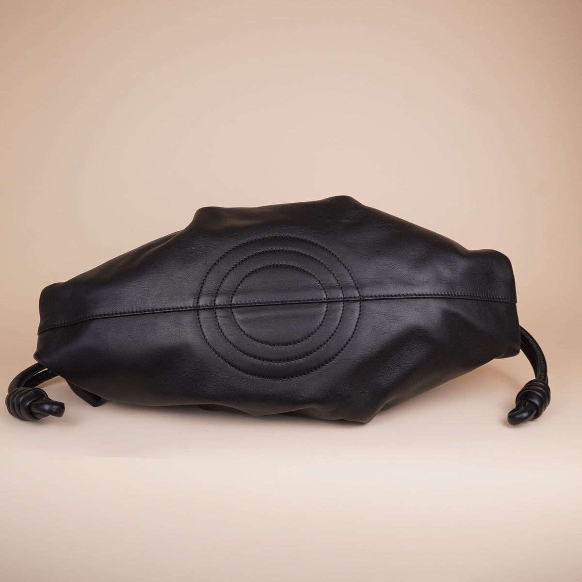 PRE-OWNED Shiny Nappa Calfskin Small Paseo Bag Black