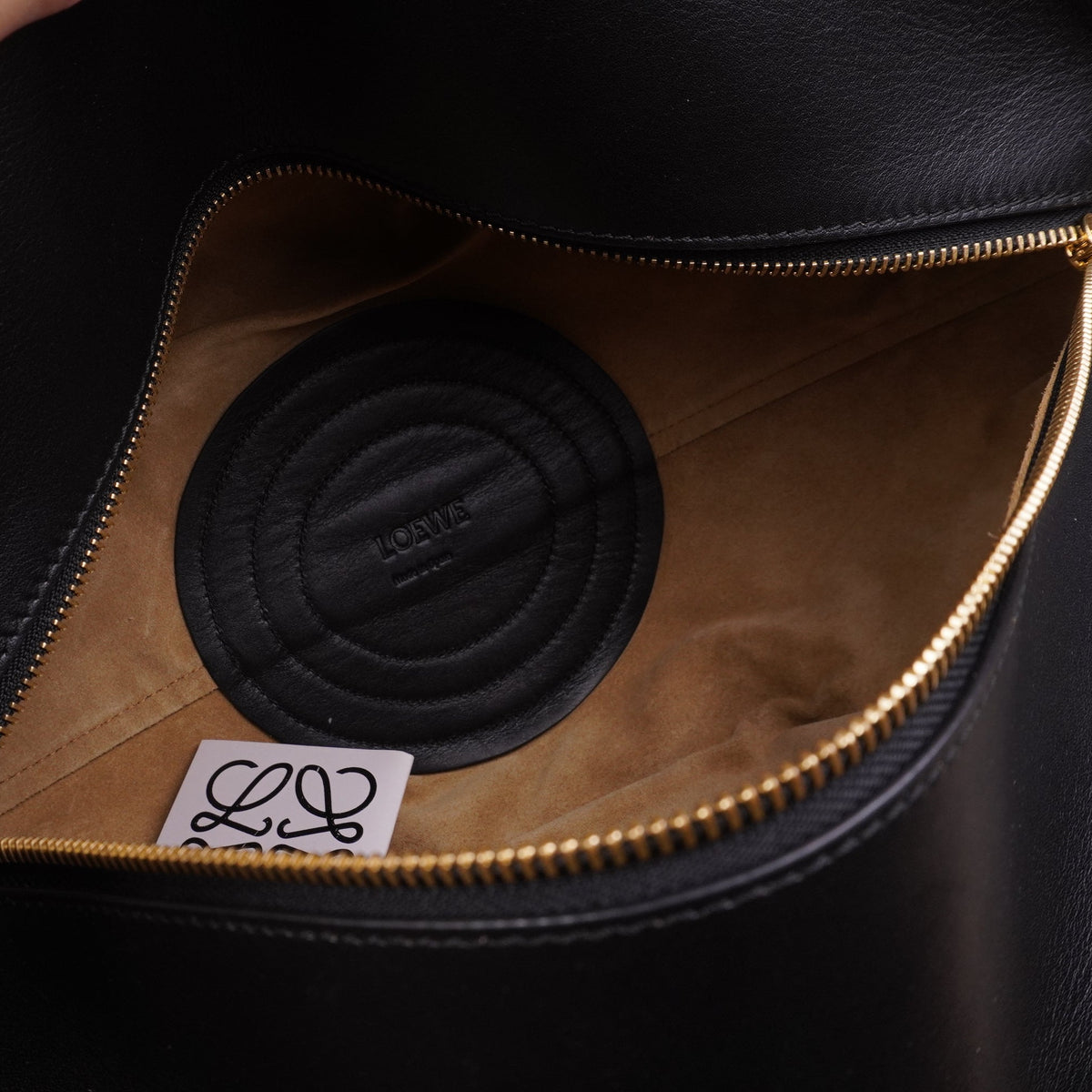 PRE-OWNED Shiny Nappa Calfskin Small Paseo Bag Black