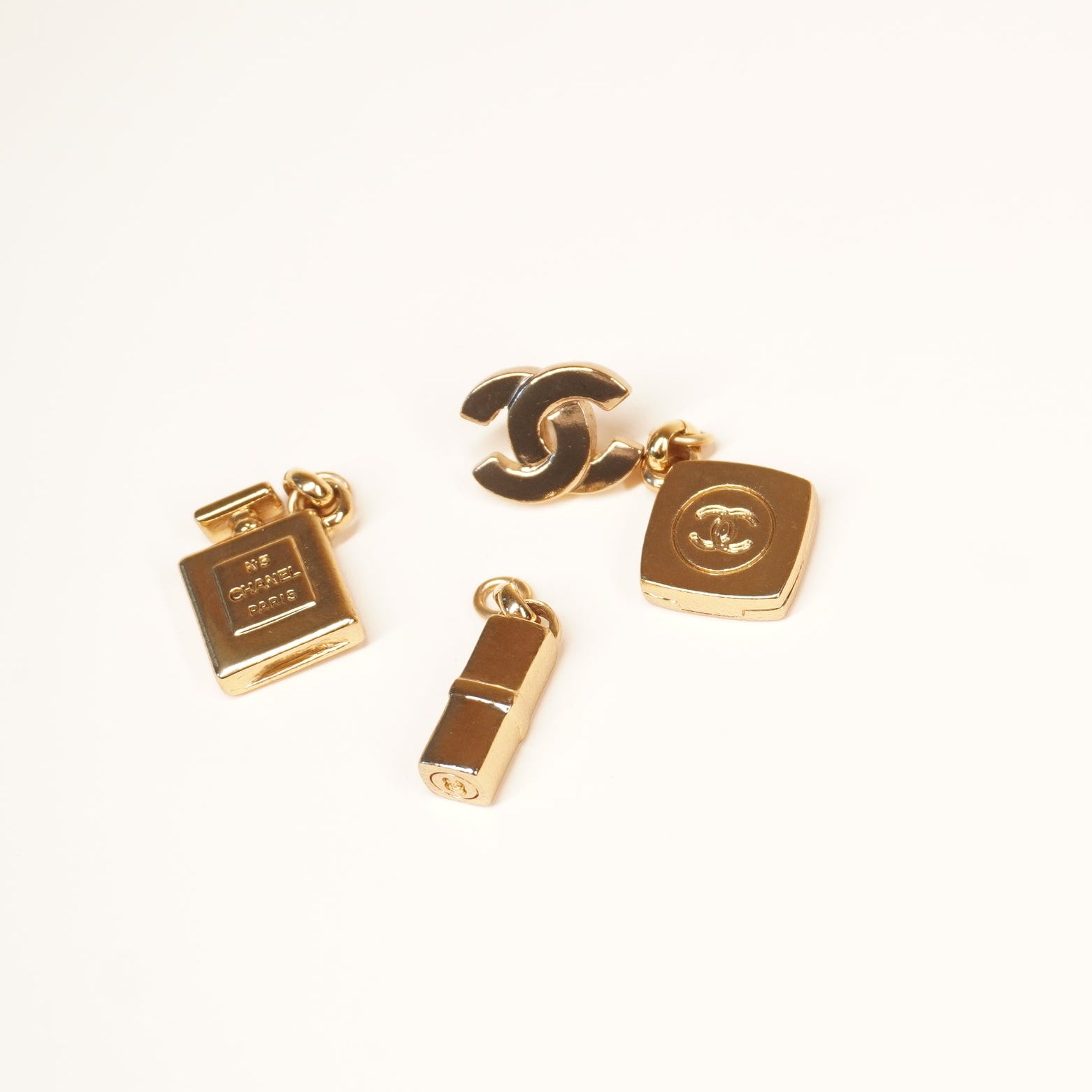 PRE-OWNED CC Vintage Gold Metal Iconic Charms Dangle Earrings