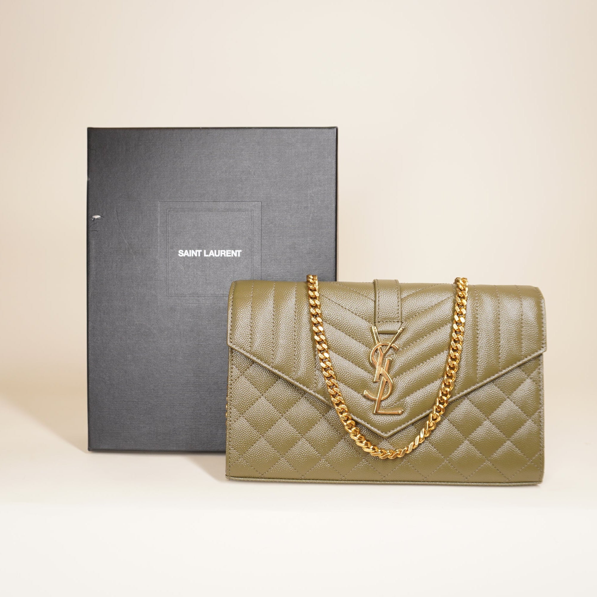 PRE-OWNED Monogram Triquilt Envelope Wallet on Chain Crossbody Bag