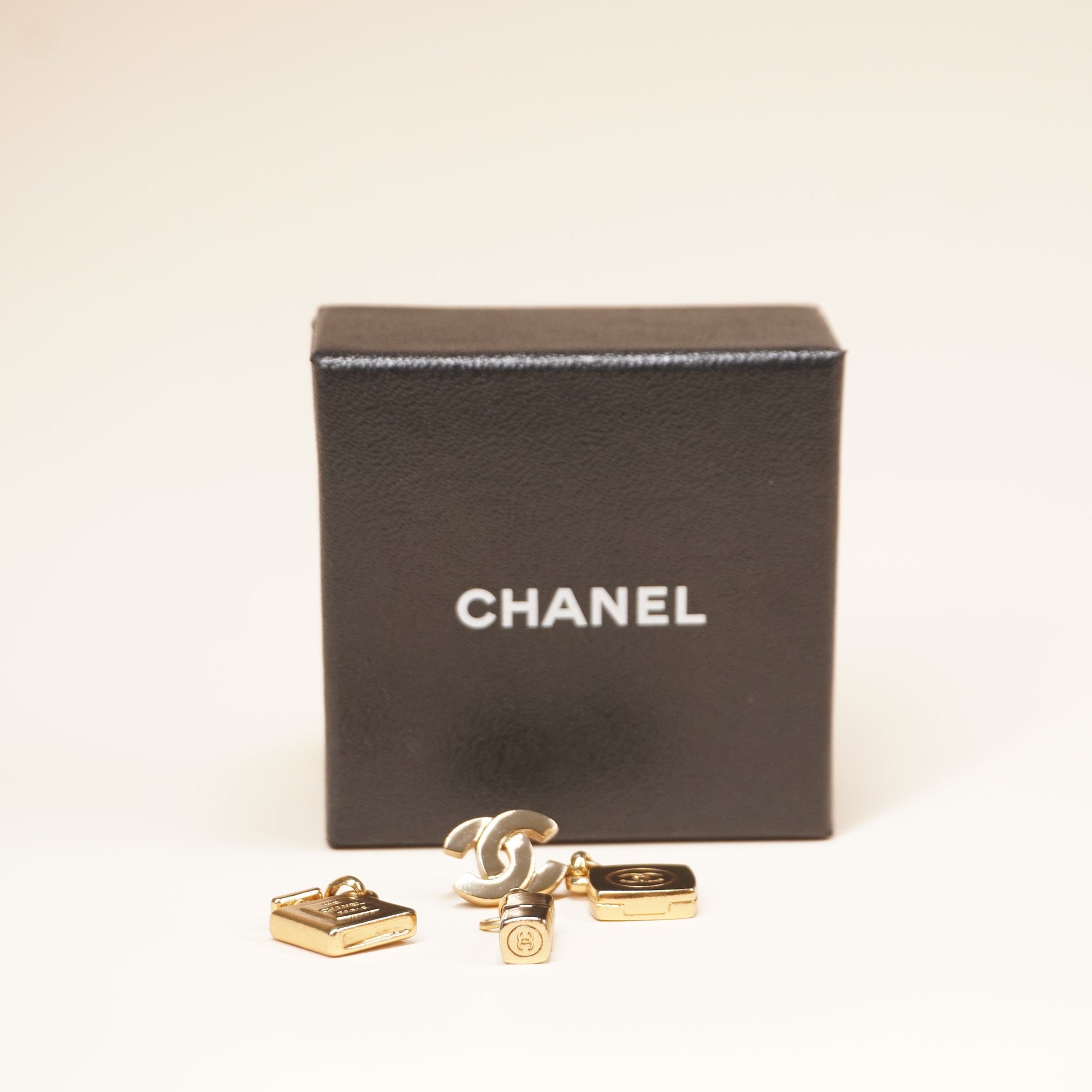 PRE-OWNED CC Vintage Gold Metal Iconic Charms Dangle Earrings