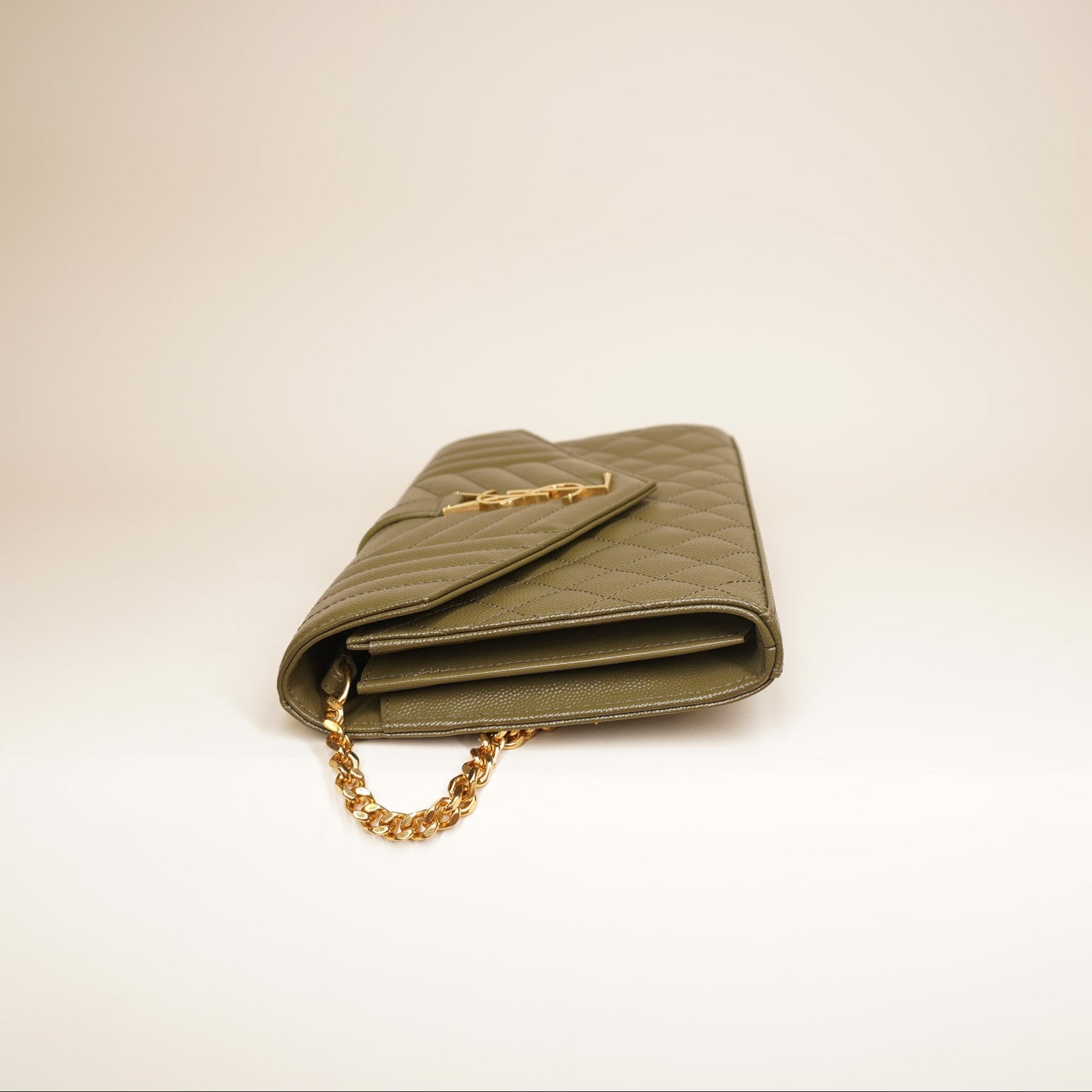 PRE-OWNED Monogram Triquilt Envelope Wallet on Chain Crossbody Bag