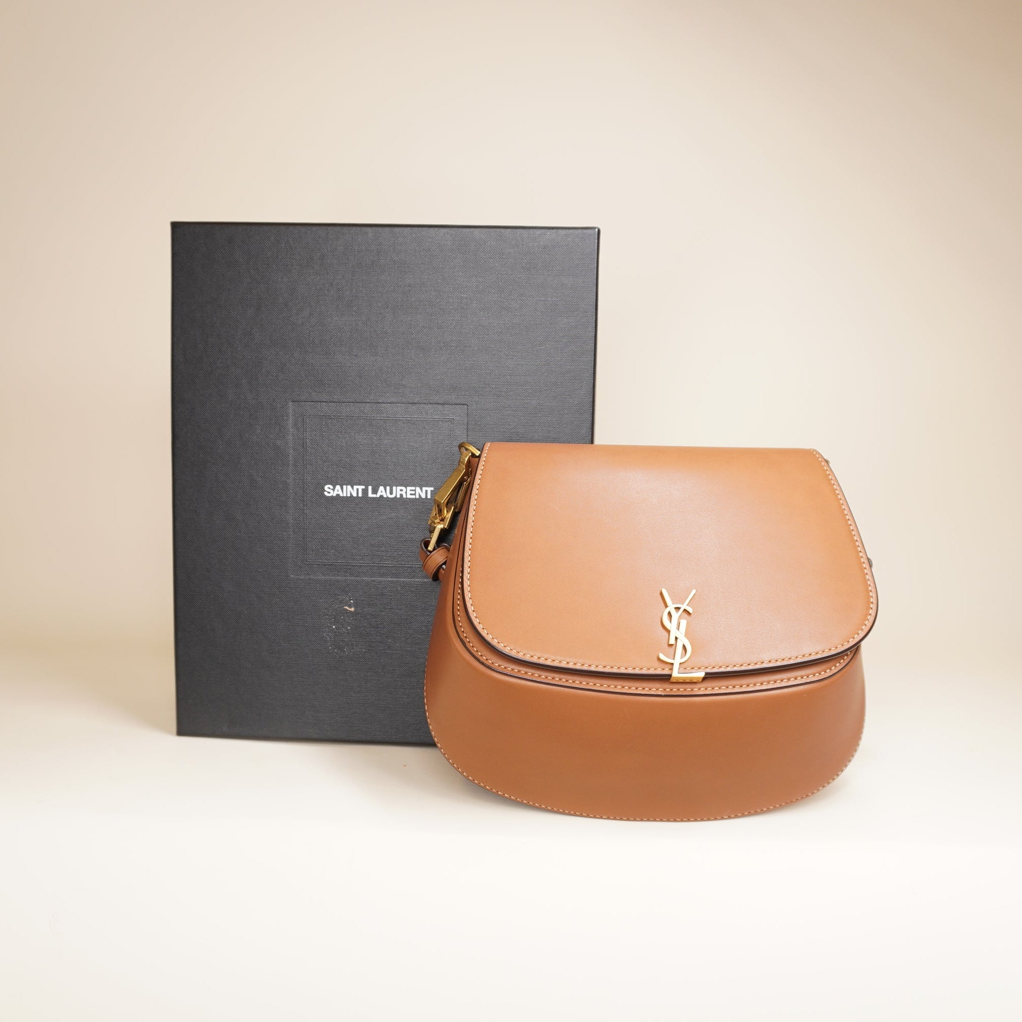 PRE-OWNED YSL Voltaire Smooth Calfskin Shoulder Bag Brown