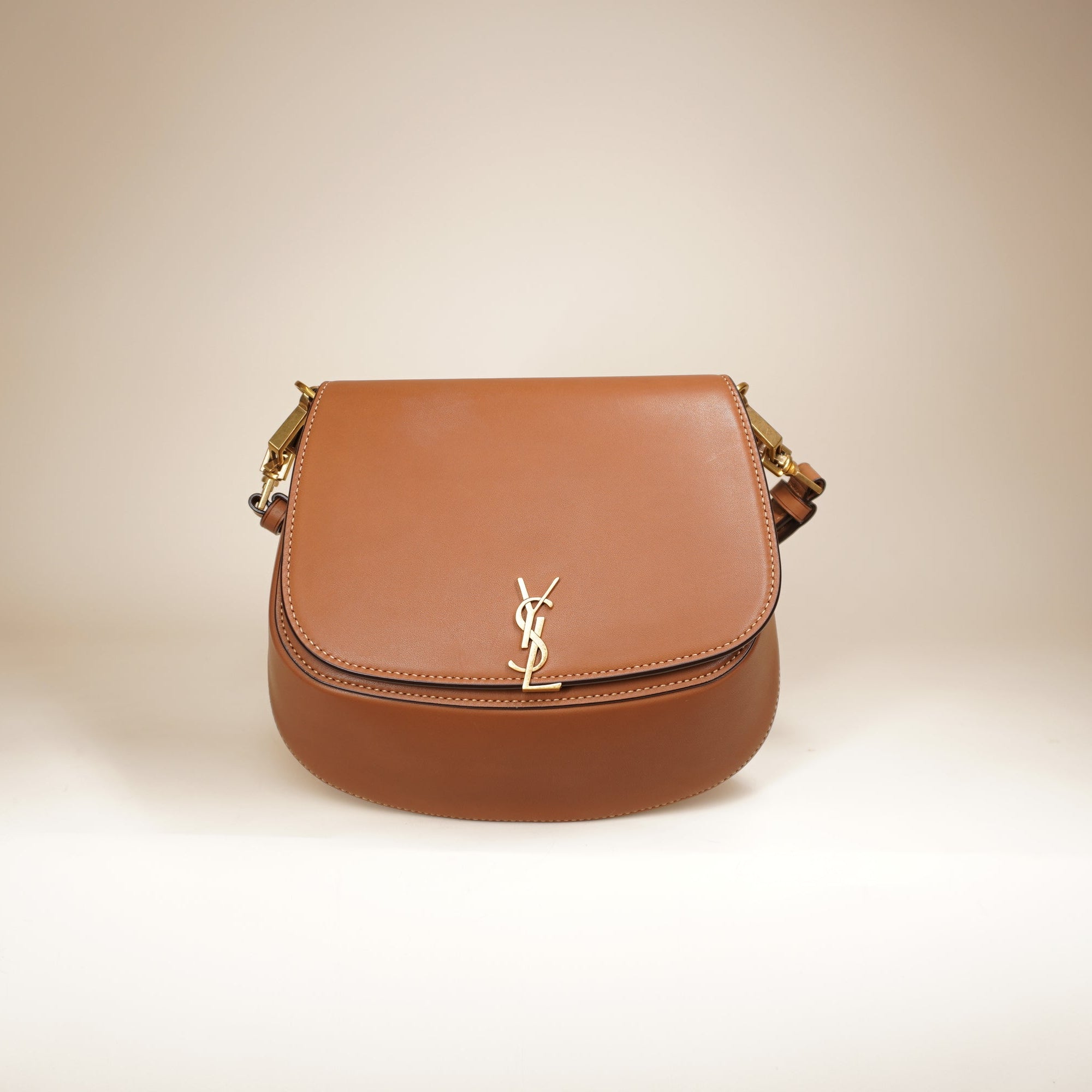 PRE-OWNED YSL Voltaire Smooth Calfskin Shoulder Bag Brown