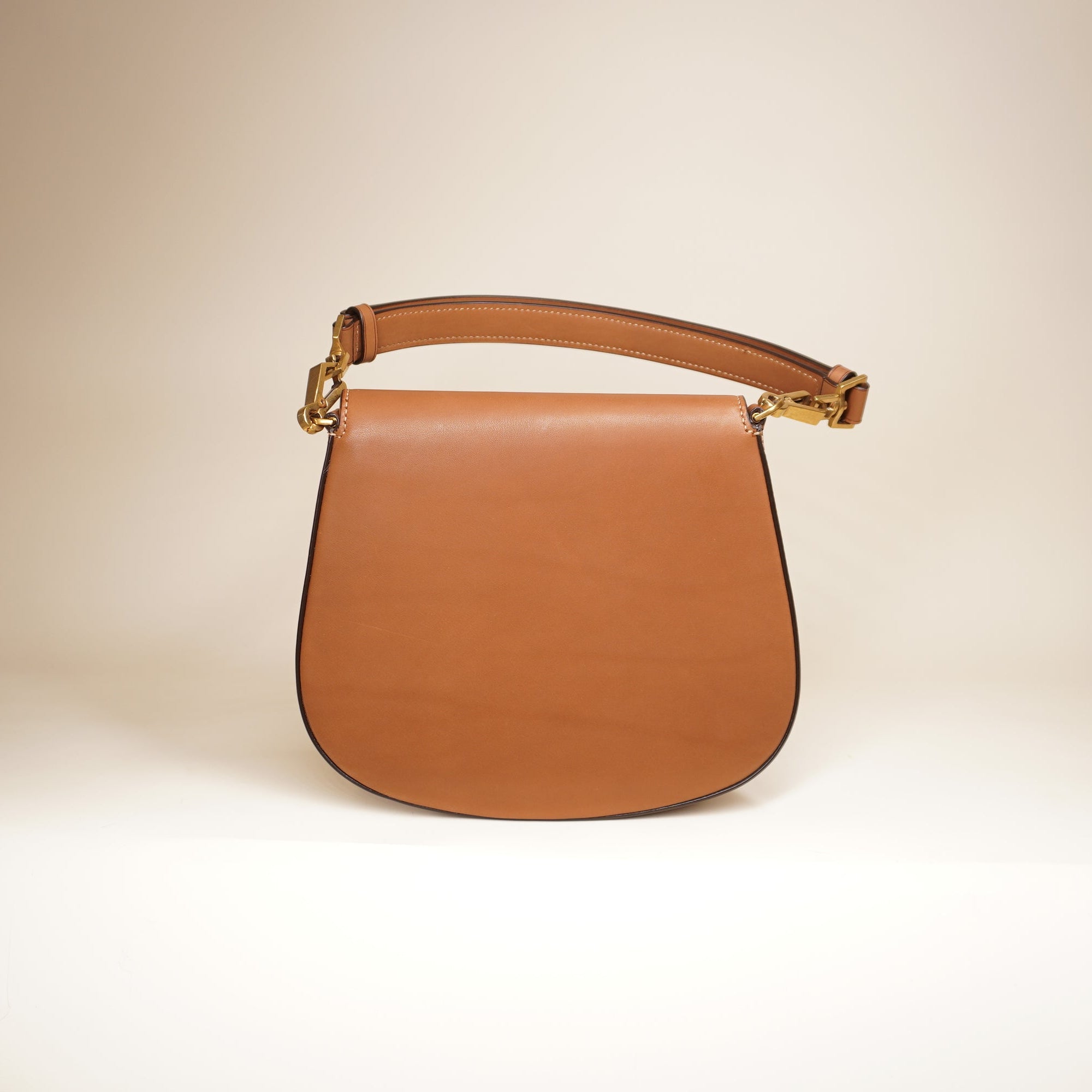 PRE-OWNED YSL Voltaire Smooth Calfskin Shoulder Bag Brown