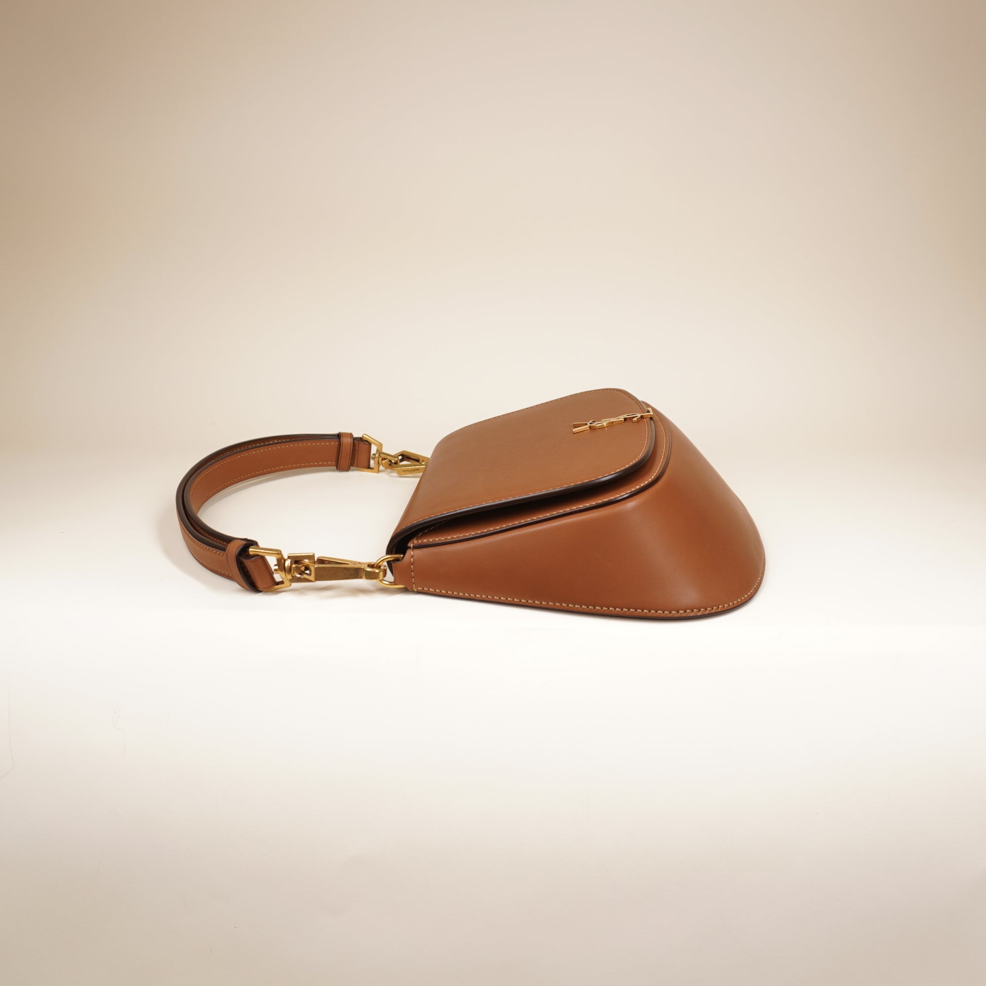 PRE-OWNED YSL Voltaire Smooth Calfskin Shoulder Bag Brown