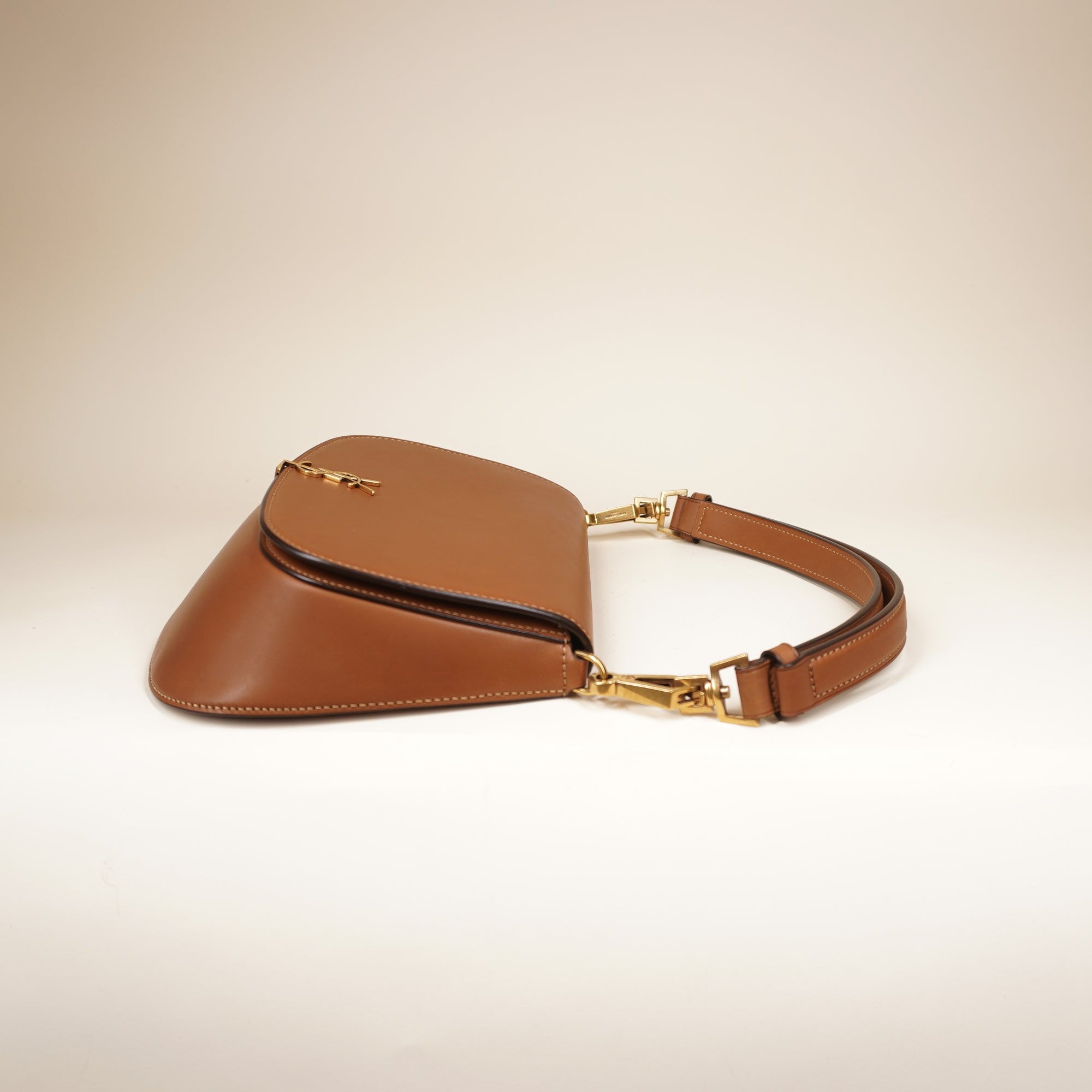 PRE-OWNED YSL Voltaire Smooth Calfskin Shoulder Bag Brown