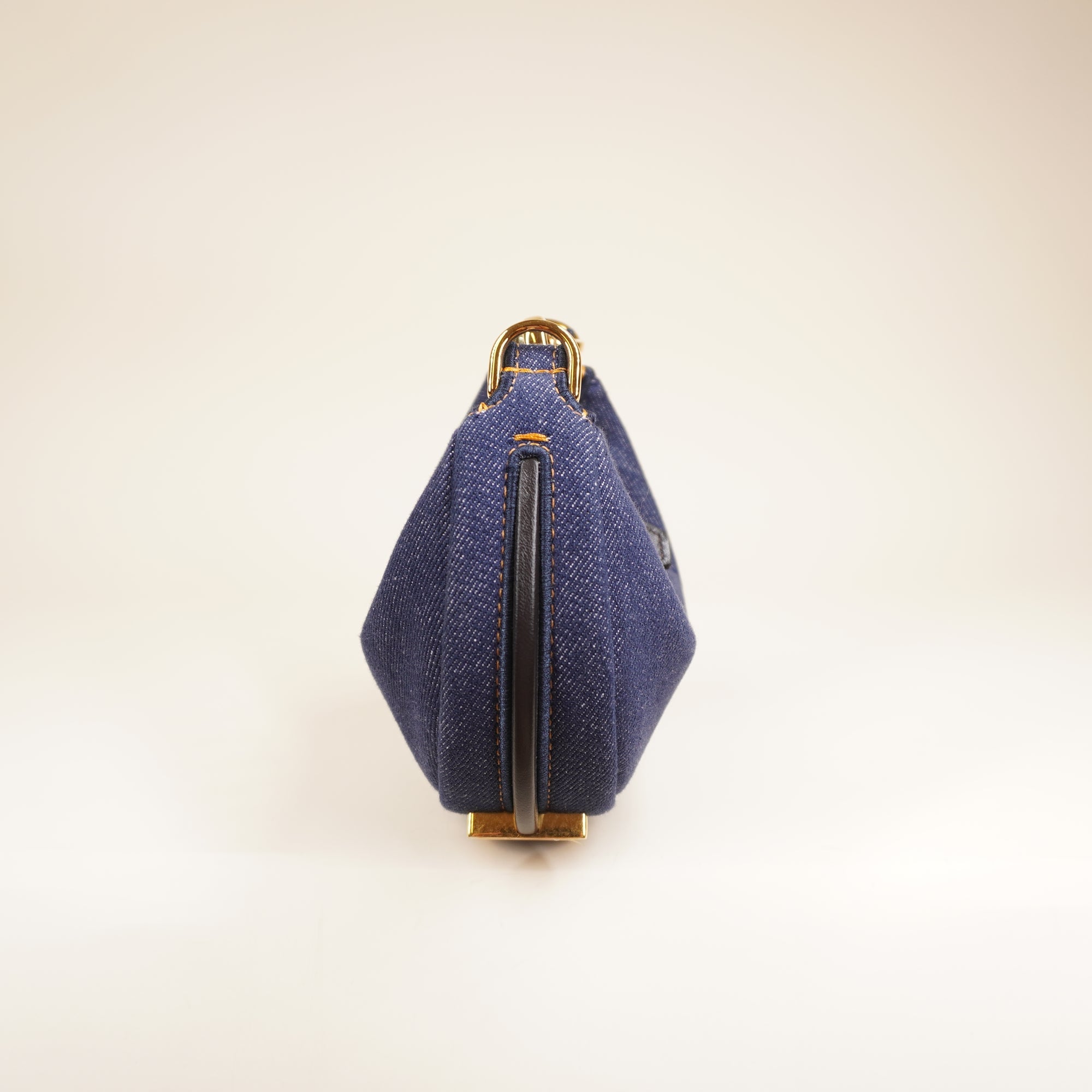 PRE-OWNED FF Denim Shiny Nappa Nano Fendigraphy Hobo Bag