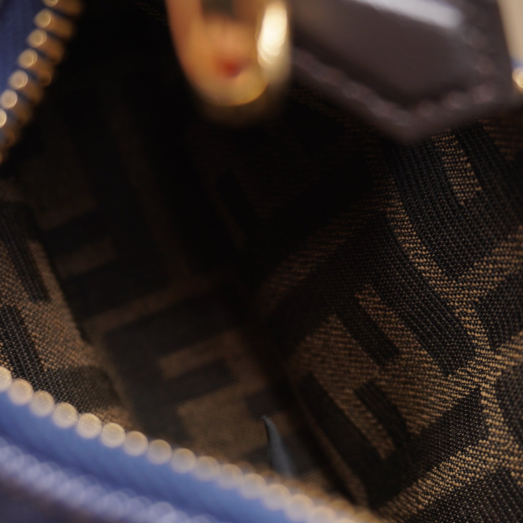 PRE-OWNED FF Denim Shiny Nappa Nano Fendigraphy Hobo Bag