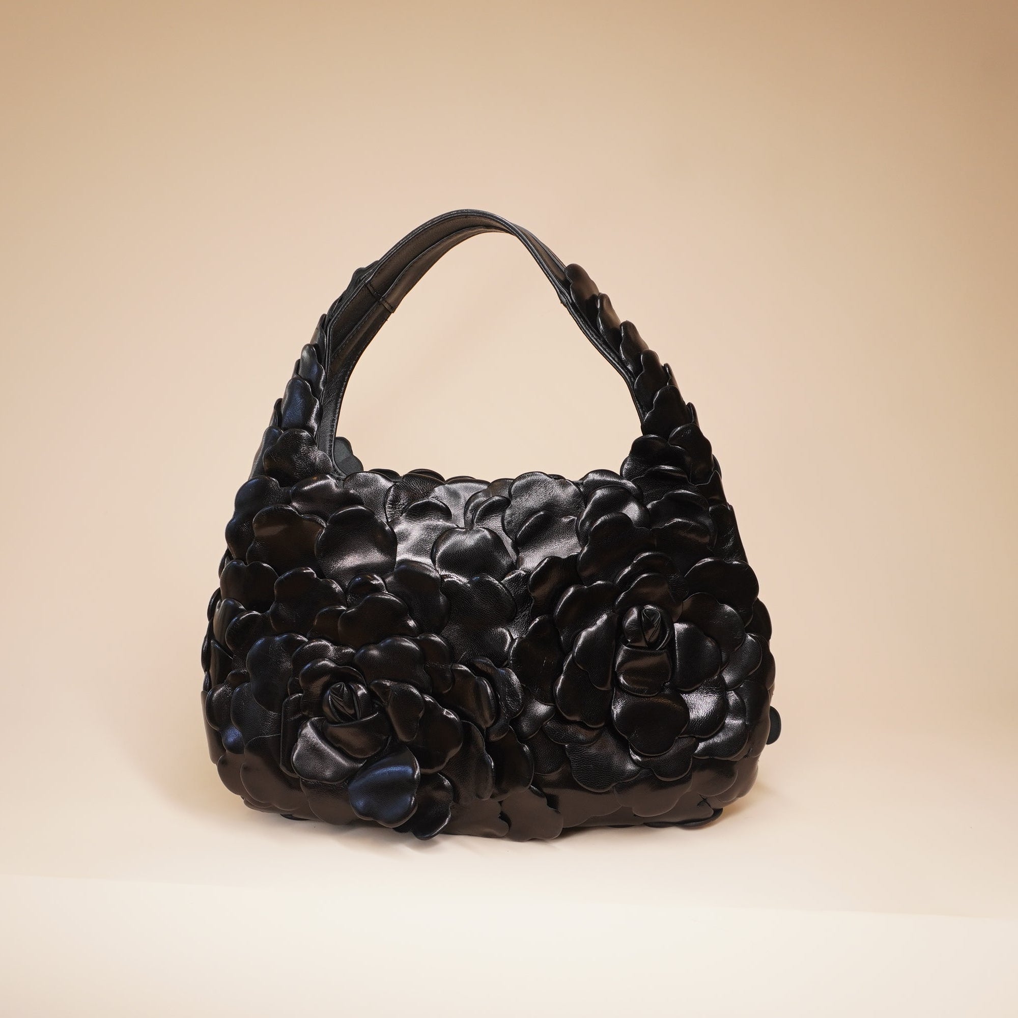 PRE-OWNED Nappa Atelier 03 Rose Edition Small Hobo Black Shoulder Bag