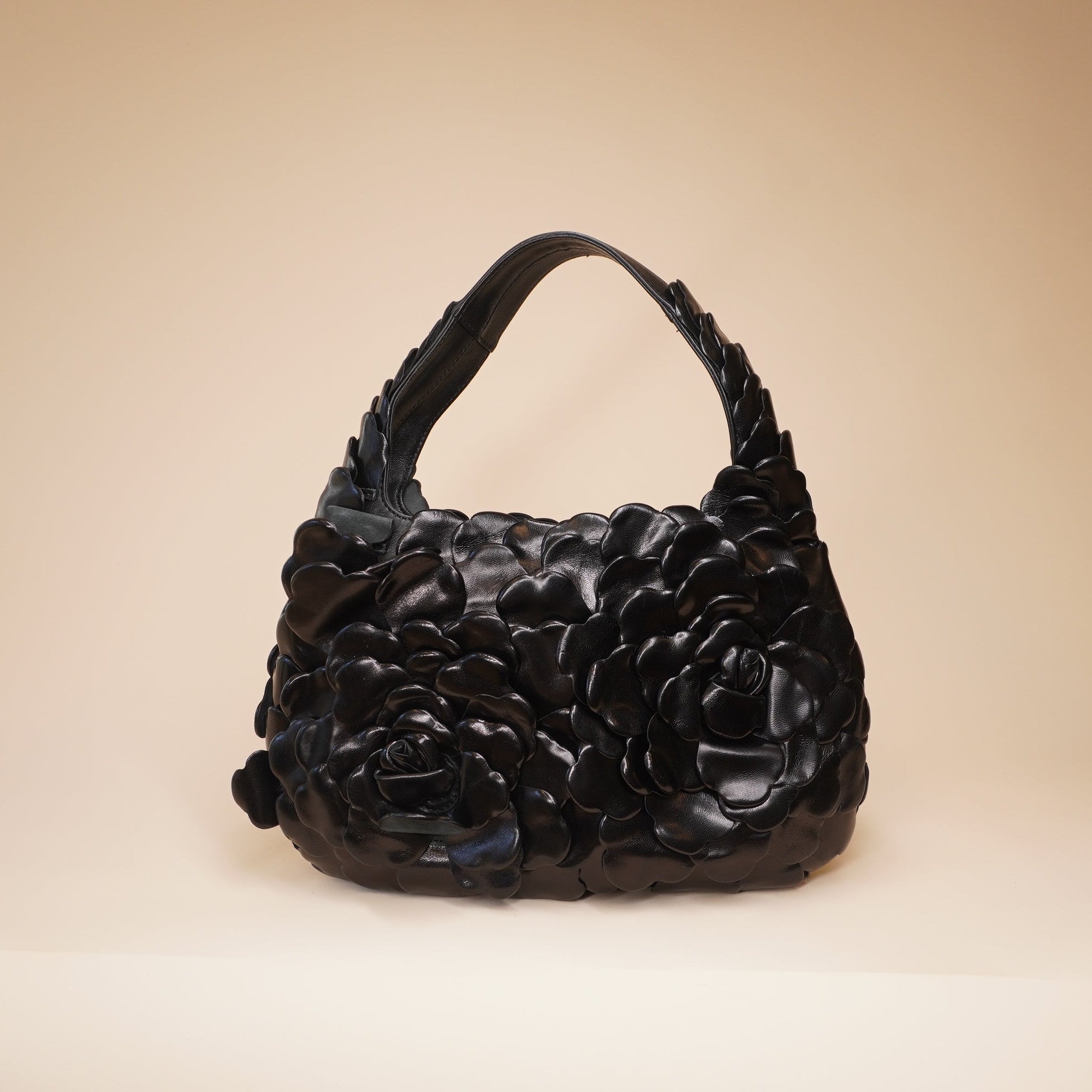 PRE-OWNED Nappa Atelier 03 Rose Edition Small Hobo Black Shoulder Bag