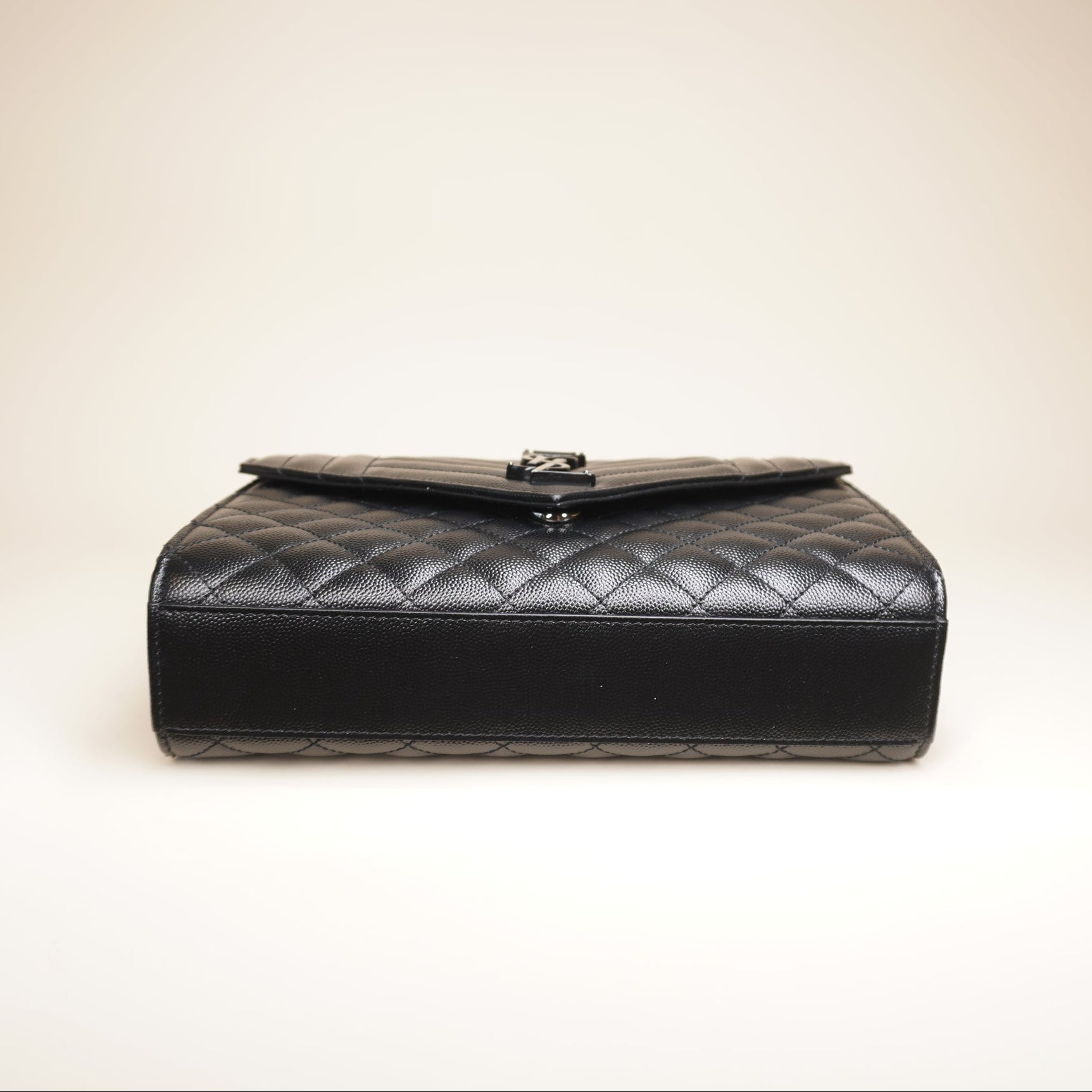 PRE-OWNED Black Quilted Grain Envelope Shoulder Bag