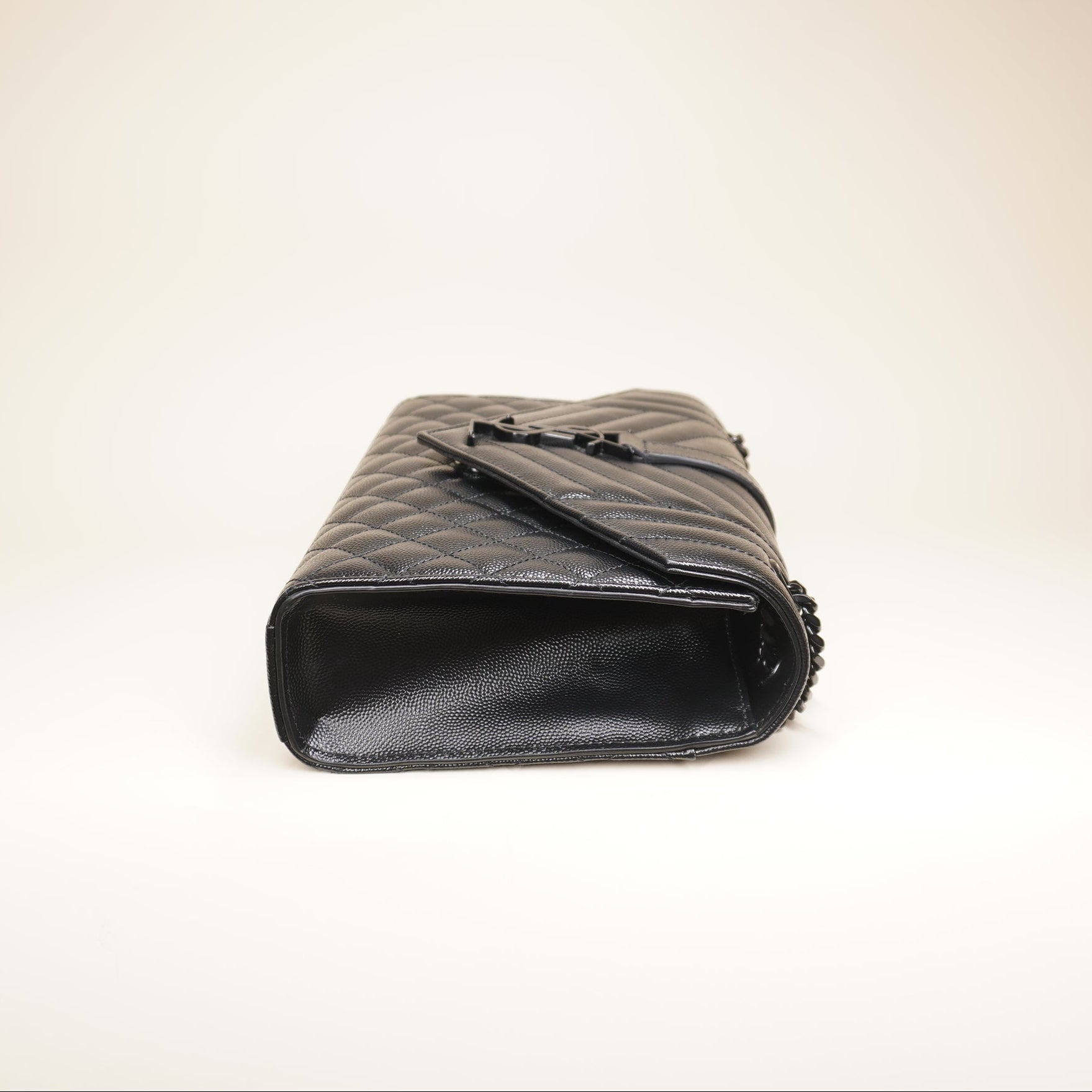 PRE-OWNED Black Quilted Grain Envelope Shoulder Bag