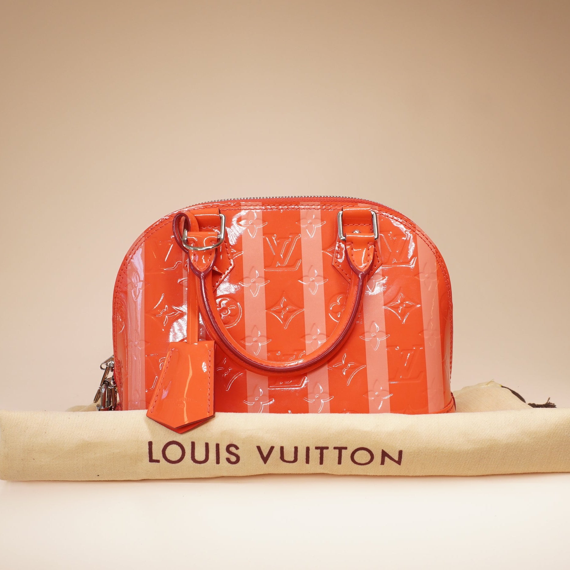 PRE-OWNED LV 2015 Monogram Vernis Rayures Alma BB Crossbody Bag
