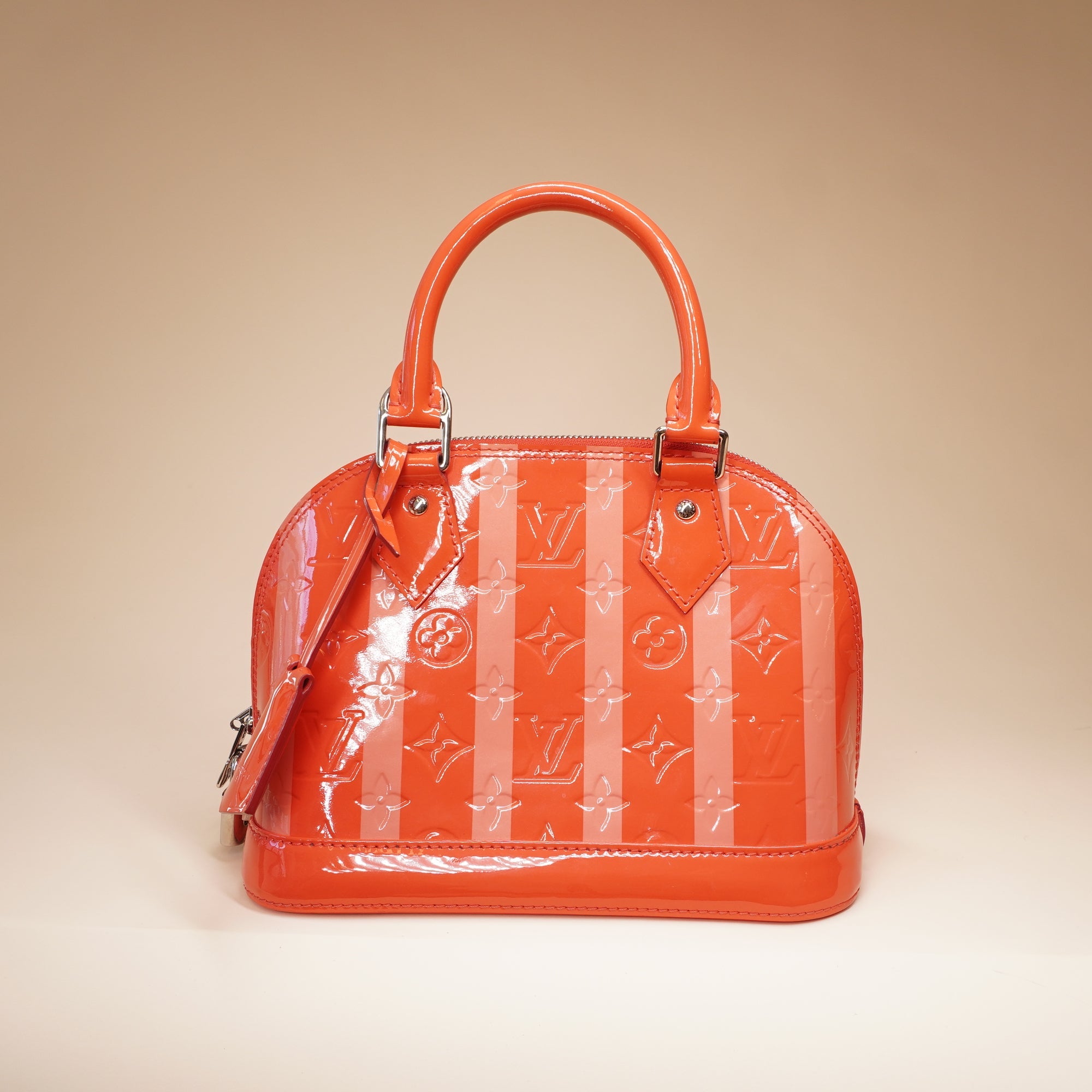 PRE-OWNED LV 2015 Monogram Vernis Rayures Alma BB Crossbody Bag