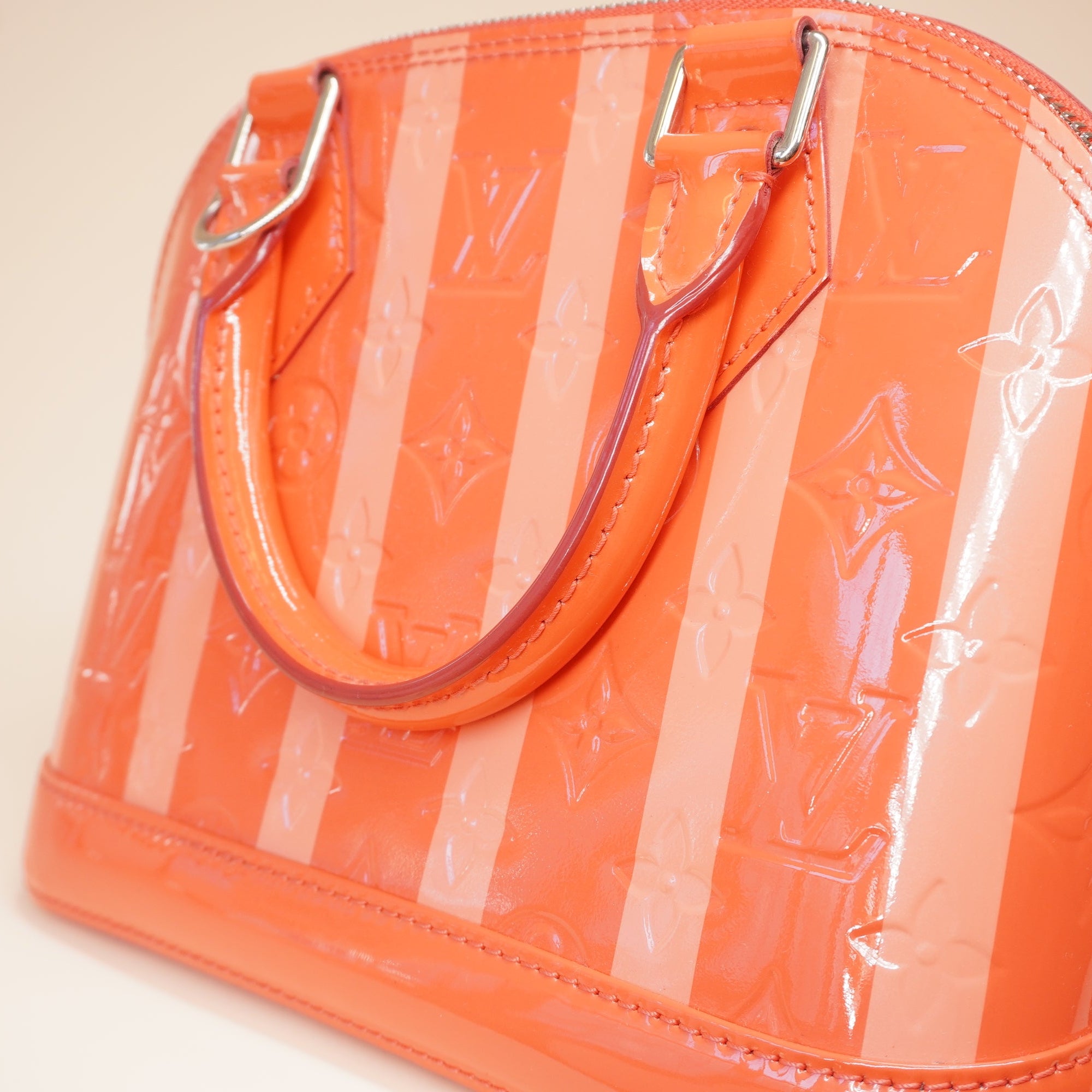 PRE-OWNED LV 2015 Monogram Vernis Rayures Alma BB Crossbody Bag