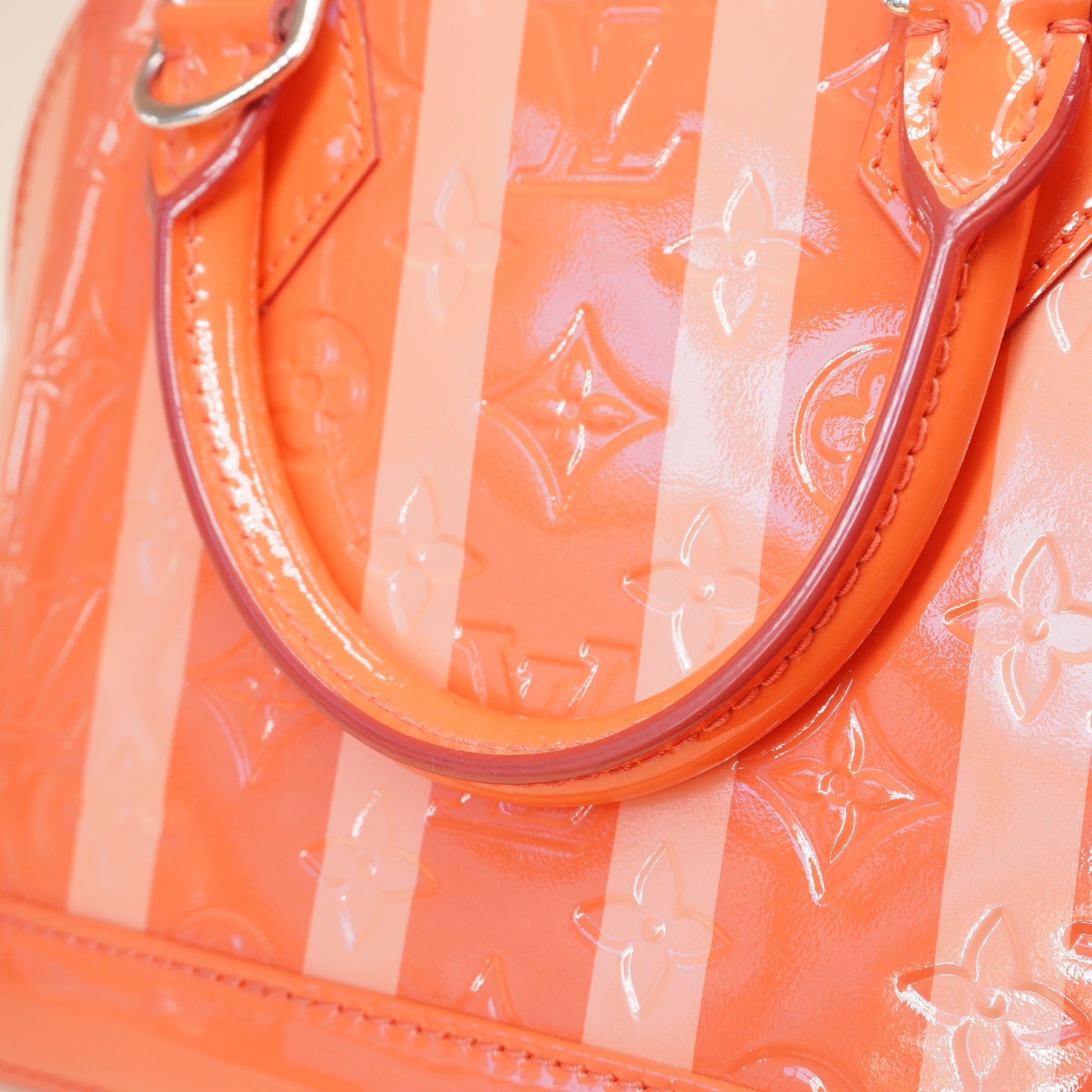 PRE-OWNED LV 2015 Monogram Vernis Rayures Alma BB Crossbody Bag