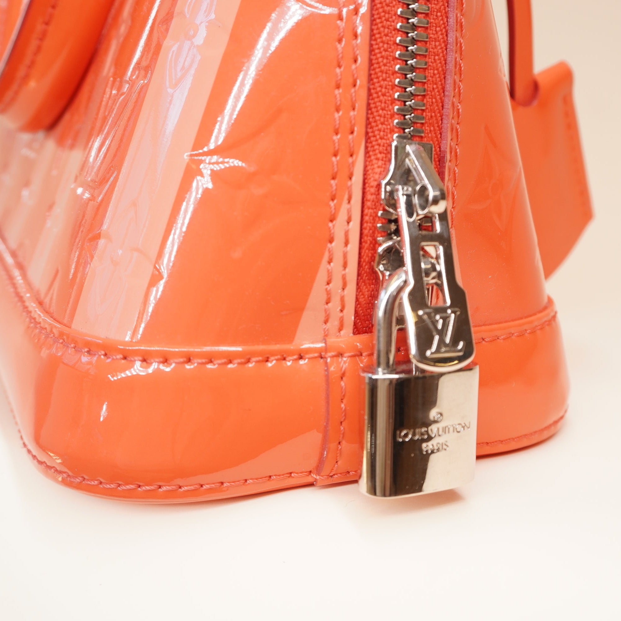 PRE-OWNED LV 2015 Monogram Vernis Rayures Alma BB Crossbody Bag