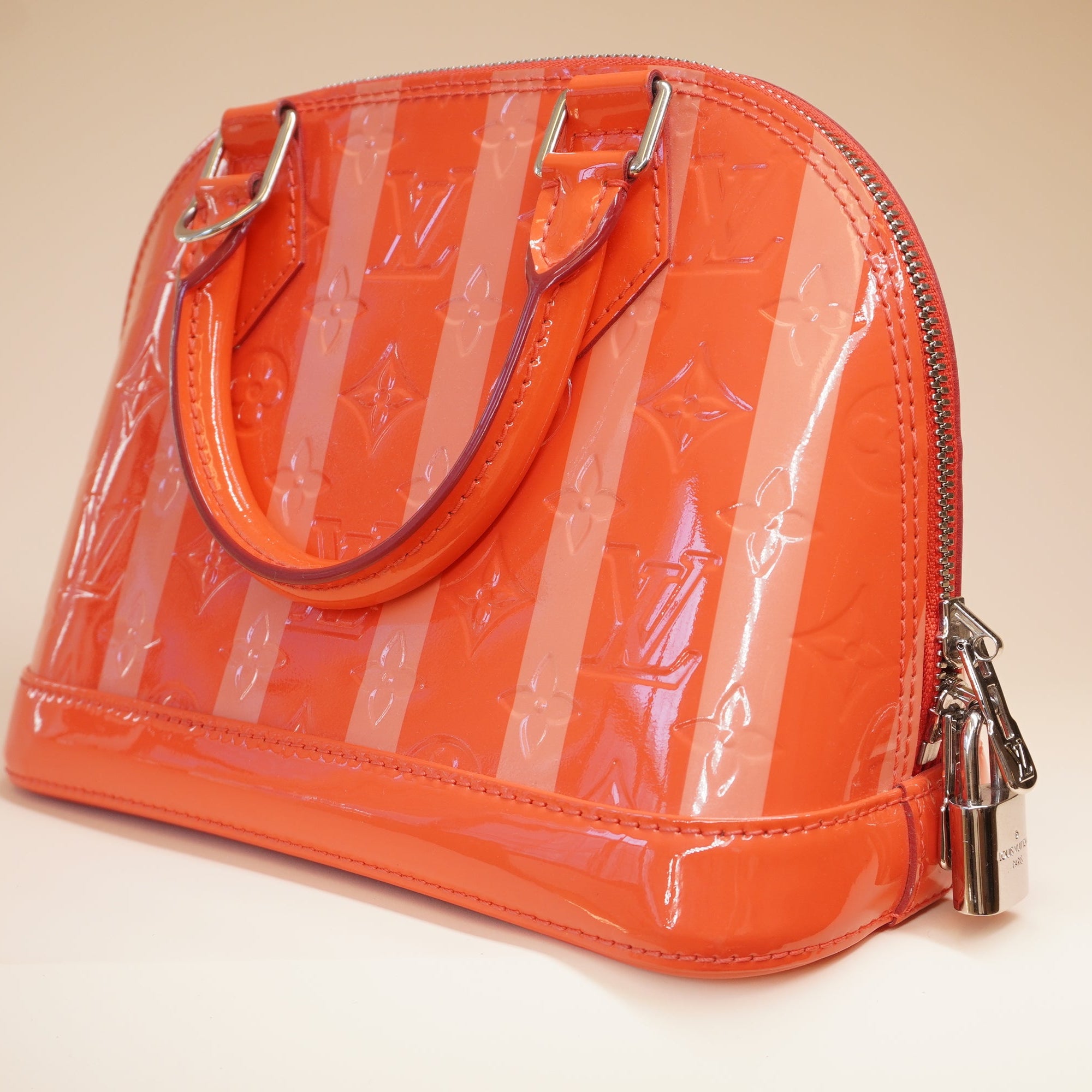 PRE-OWNED LV 2015 Monogram Vernis Rayures Alma BB Crossbody Bag