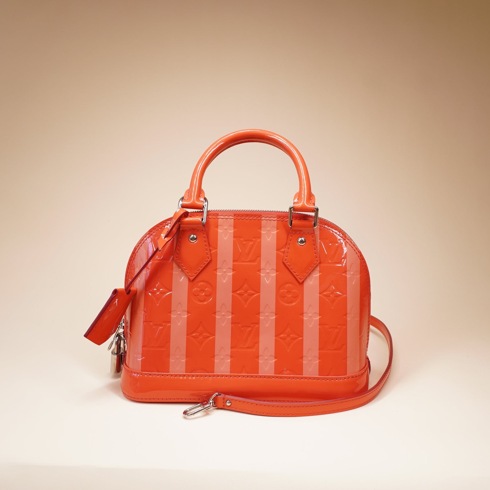 PRE-OWNED LV 2015 Monogram Vernis Rayures Alma BB Crossbody Bag