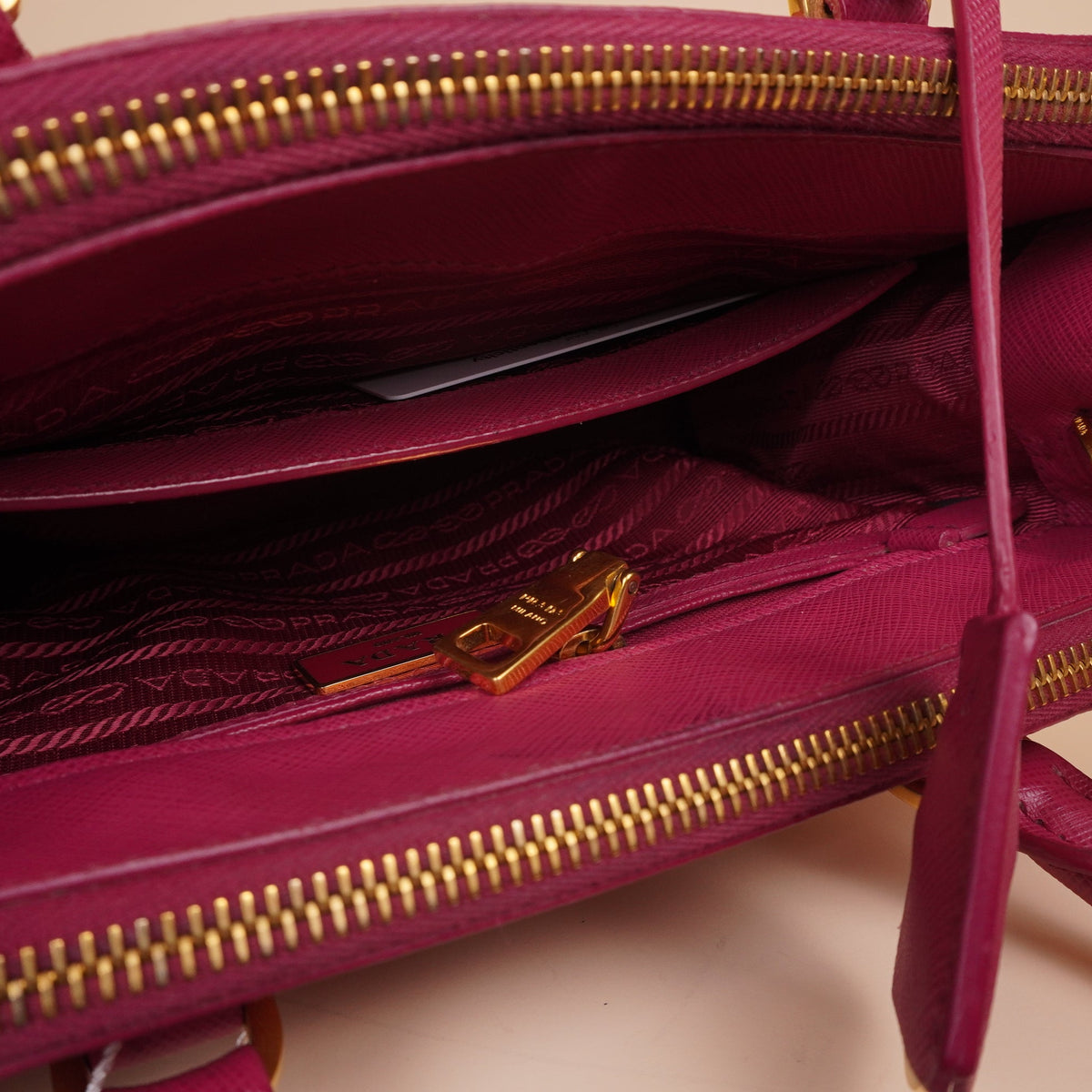 PRE-OWNED Small Galleria Saffiano Leather Tote Bag in Fuchsia Pink