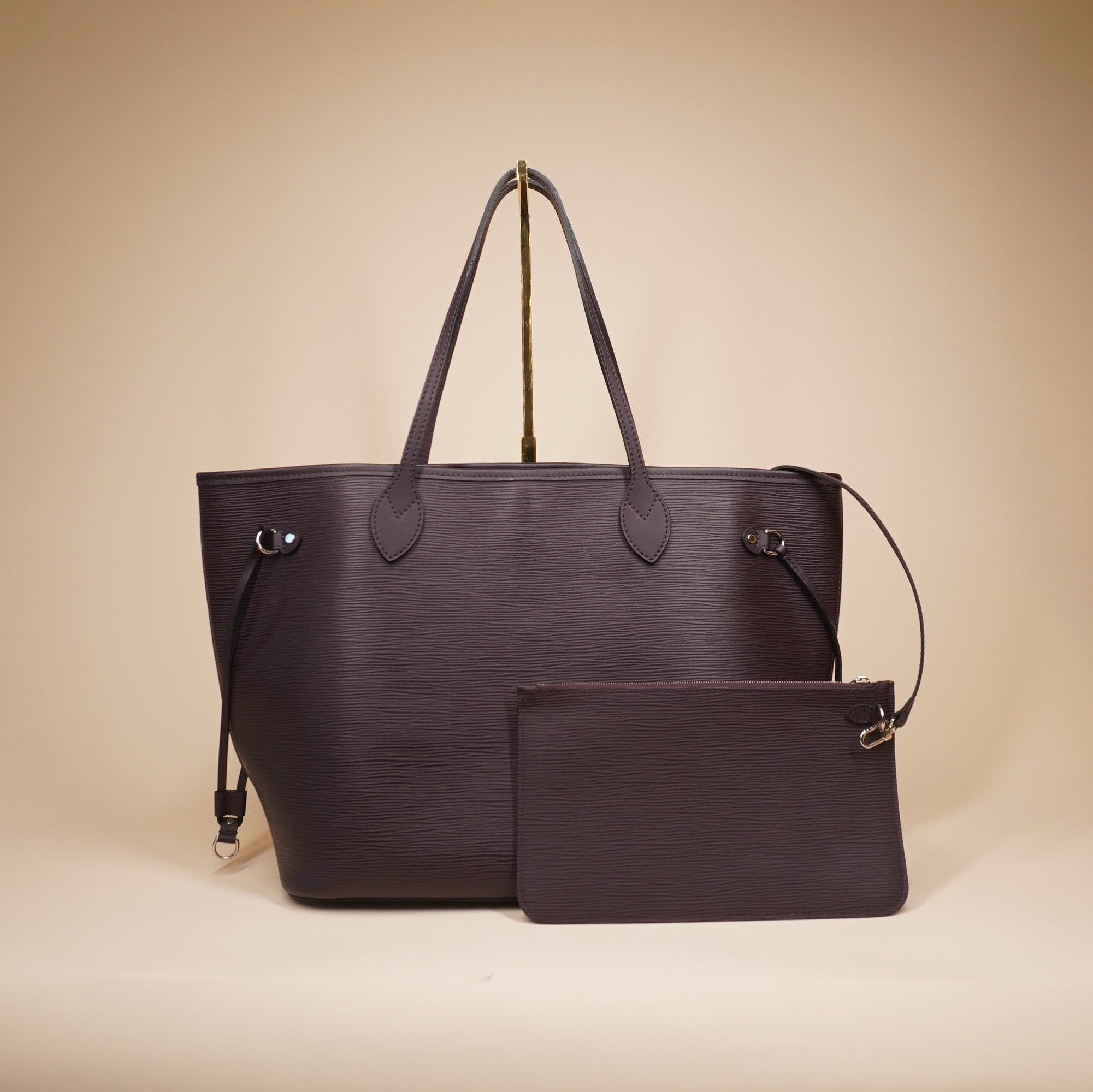 PRE-OWNED LV Violet Epi Leather Neverfull MM Shoulder Bag