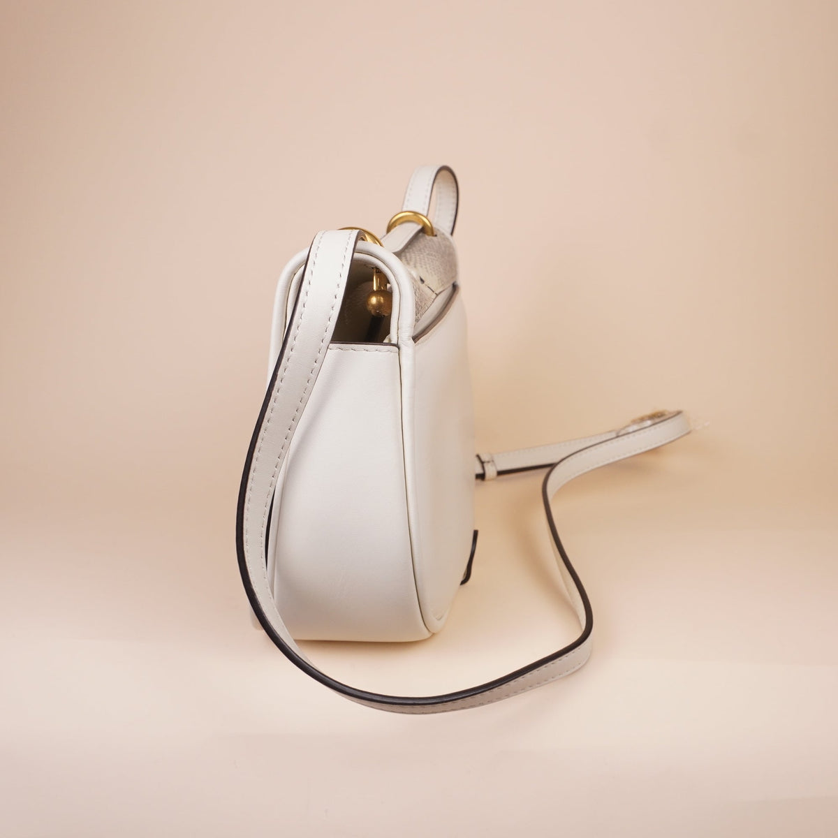 PRE-OWNED FF C’mon Mini Lizard White Grey Shoulder Bag