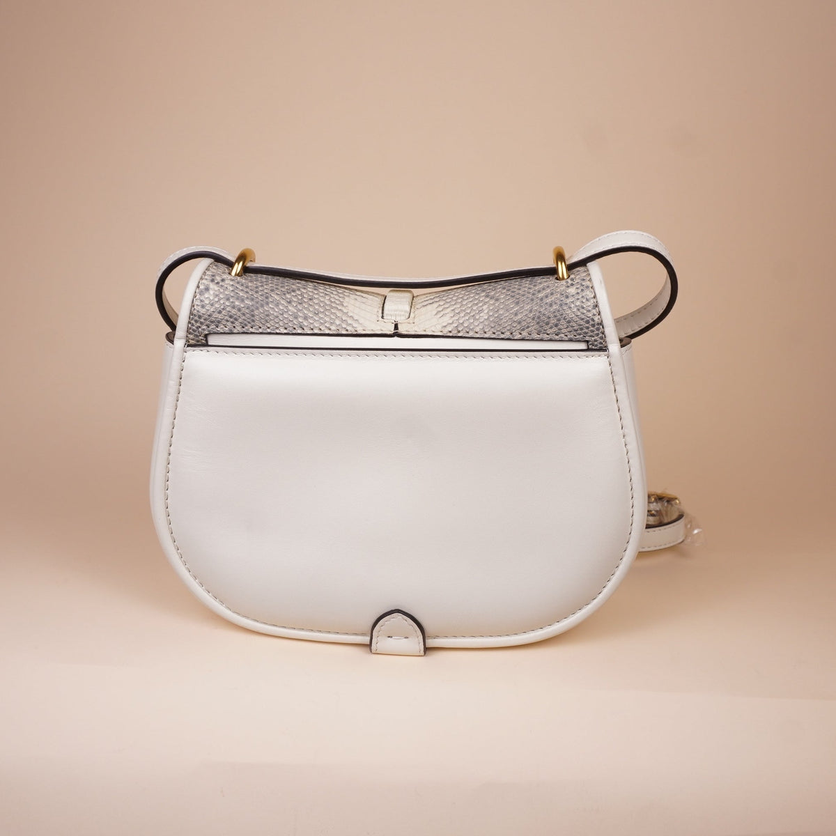 PRE-OWNED FF C’mon Mini Lizard White Grey Shoulder Bag