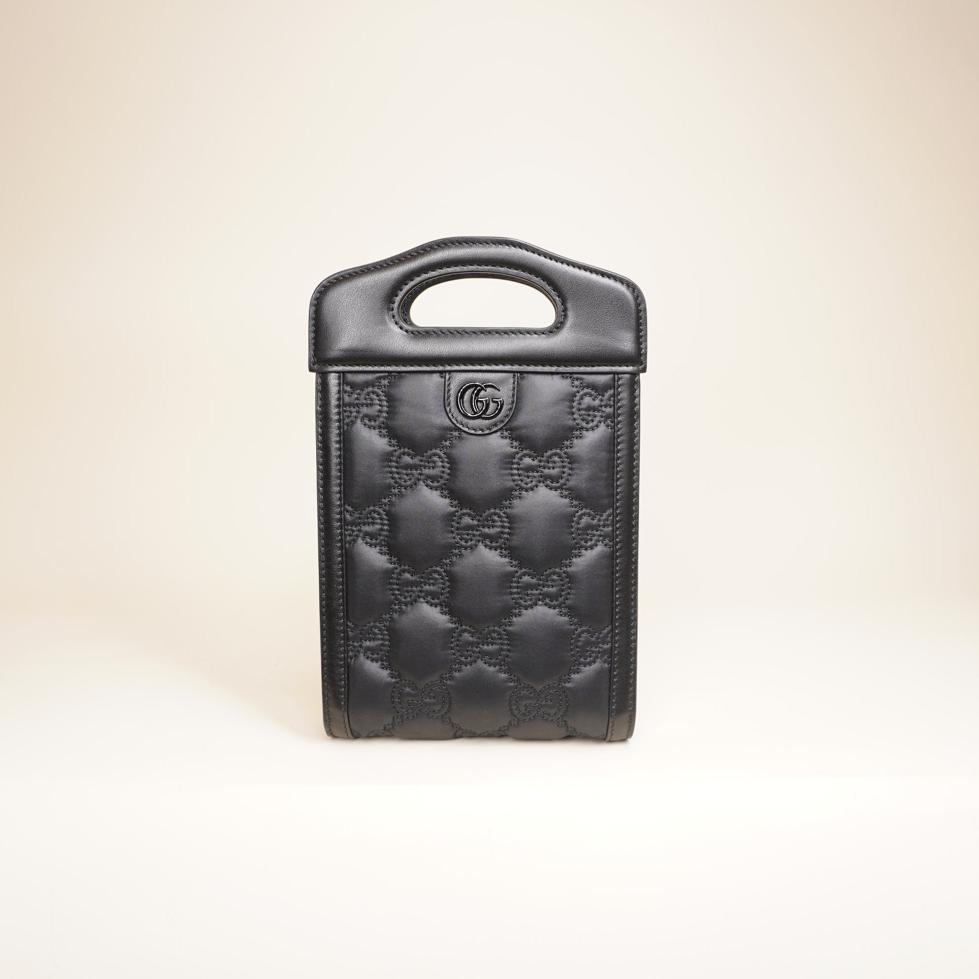 PRE-OWNED GG Matelasse Mini Cut Out Satchel Black Shoulder Bag