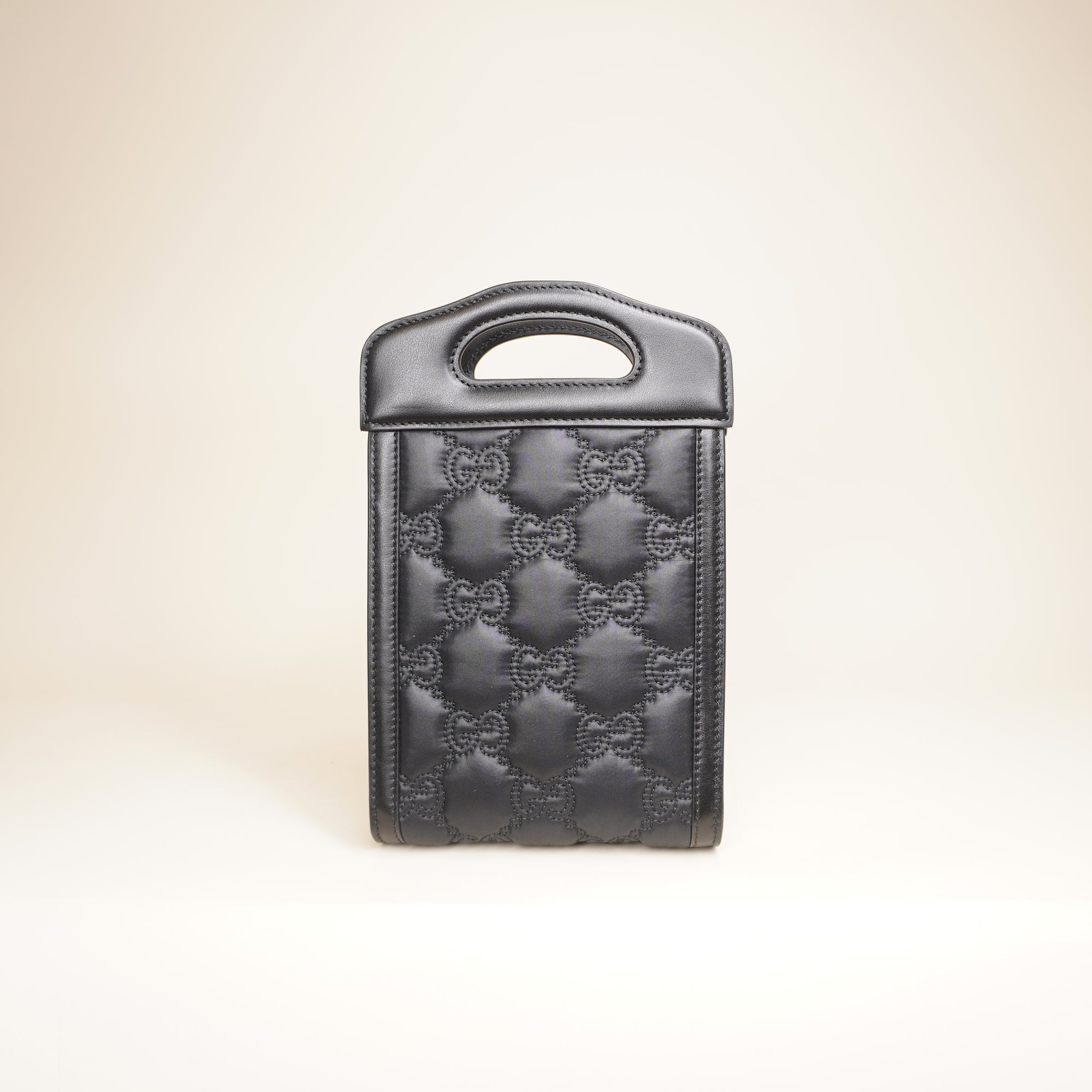 PRE-OWNED GG Matelasse Mini Cut Out Satchel Black Shoulder Bag