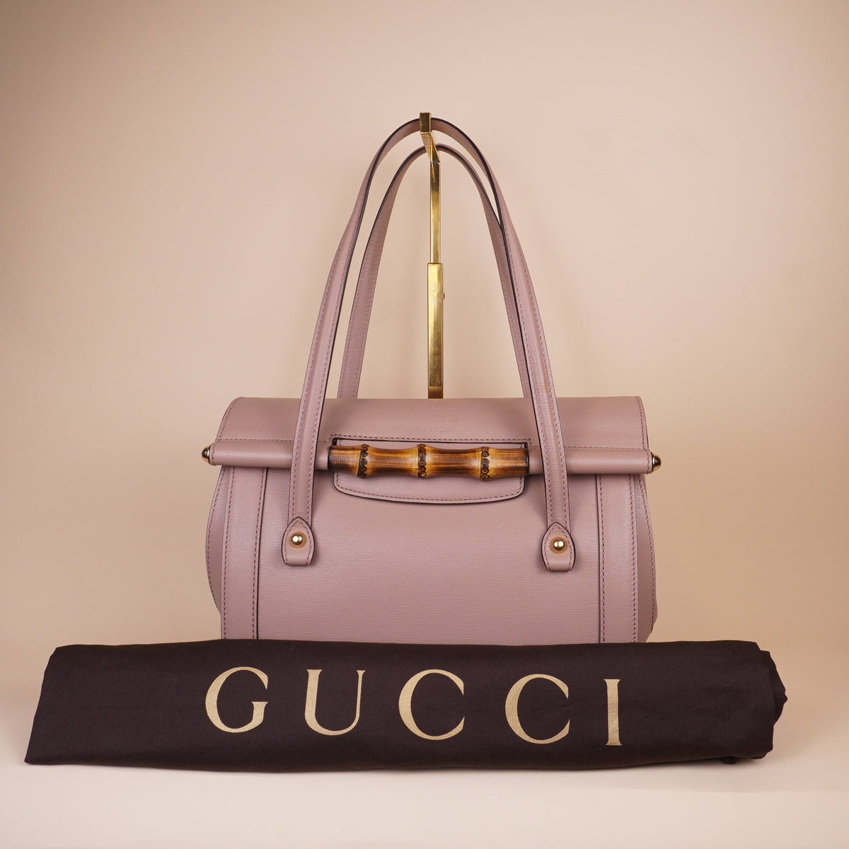 PRE-OWNED GG Medium New Bullet Bamboo Shoulder Bag Old Rose