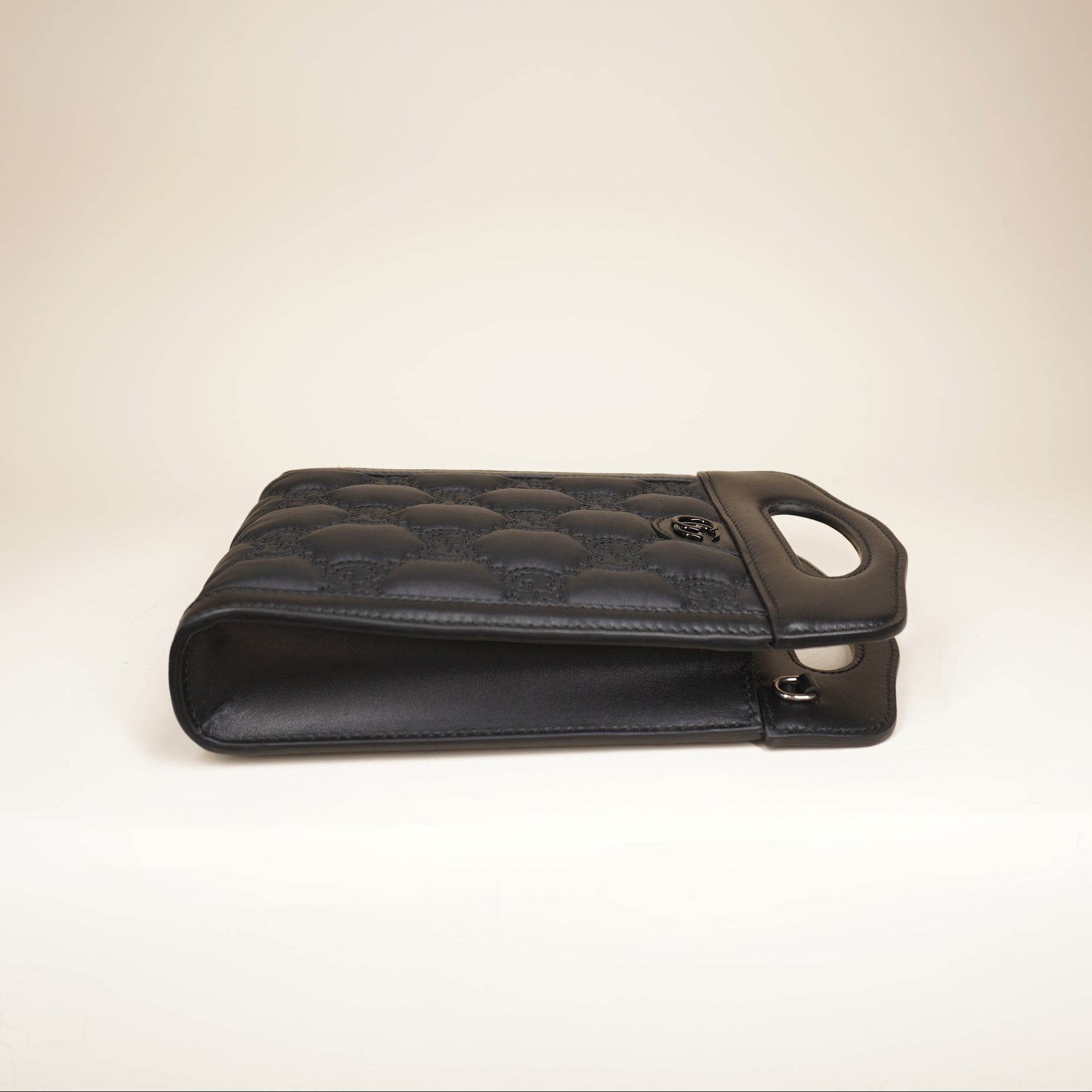 PRE-OWNED GG Matelasse Mini Cut Out Satchel Black Shoulder Bag