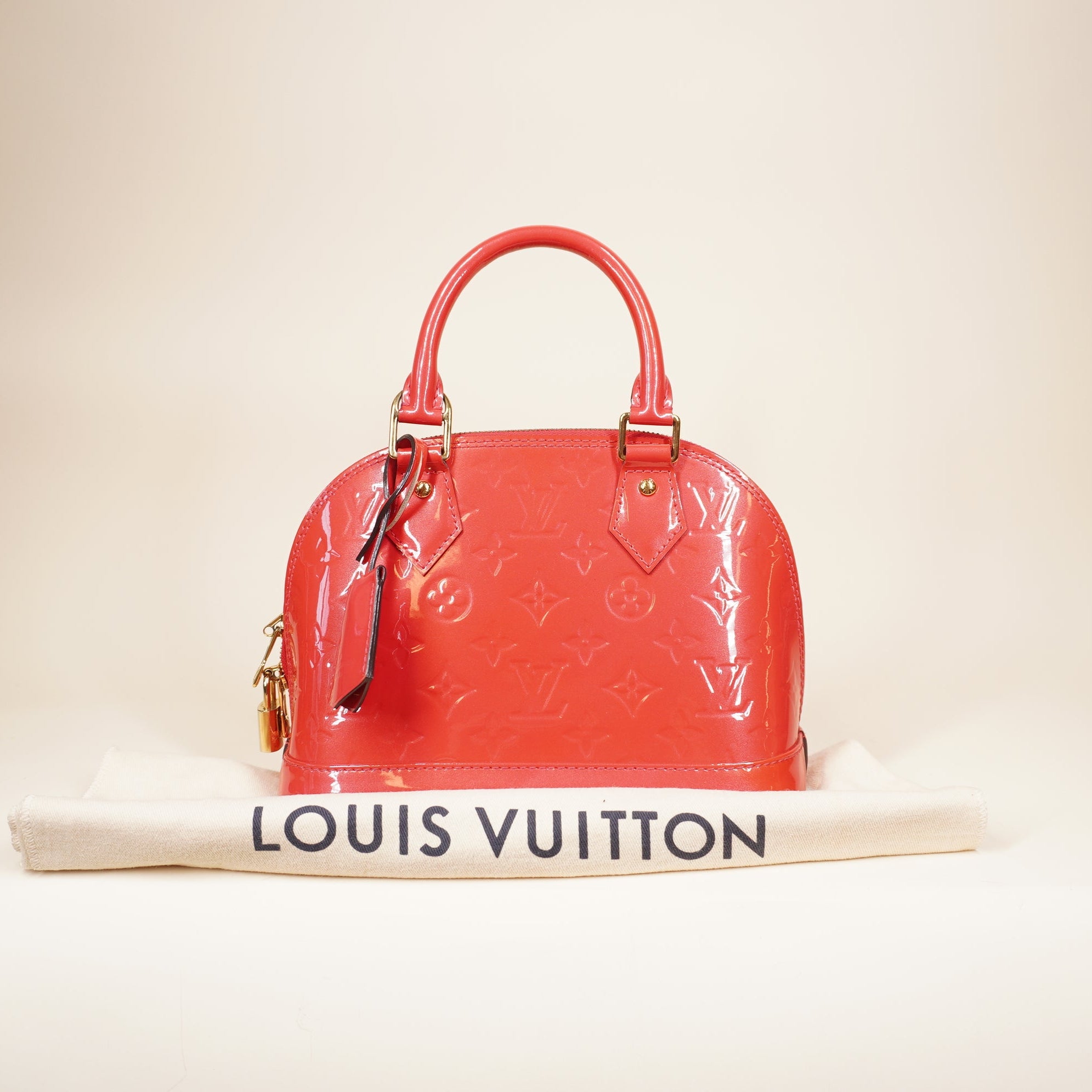 PRE-OWNED LV Vernis Alma BB Red Shoulder Bag