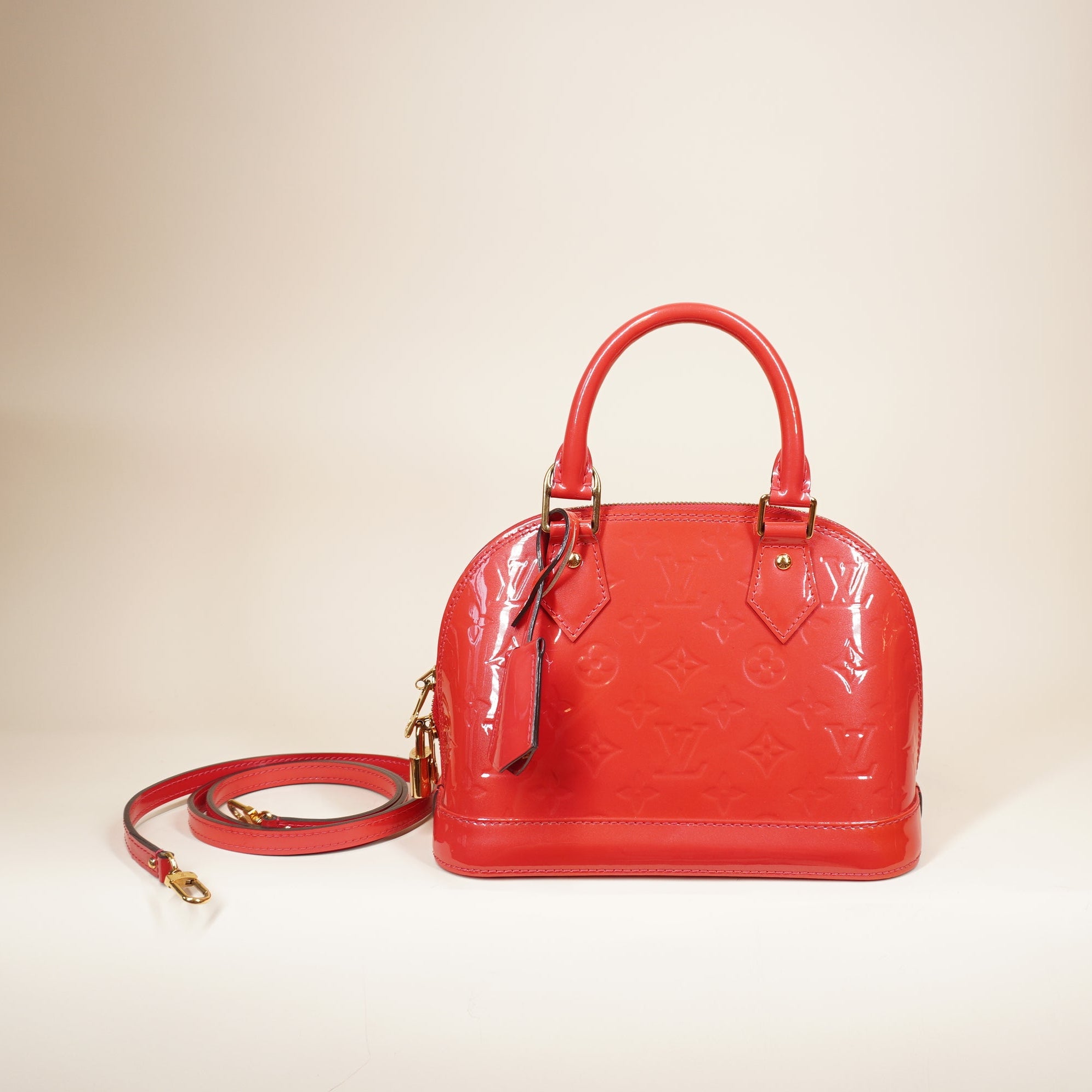 PRE-OWNED LV Vernis Alma BB Red Shoulder Bag