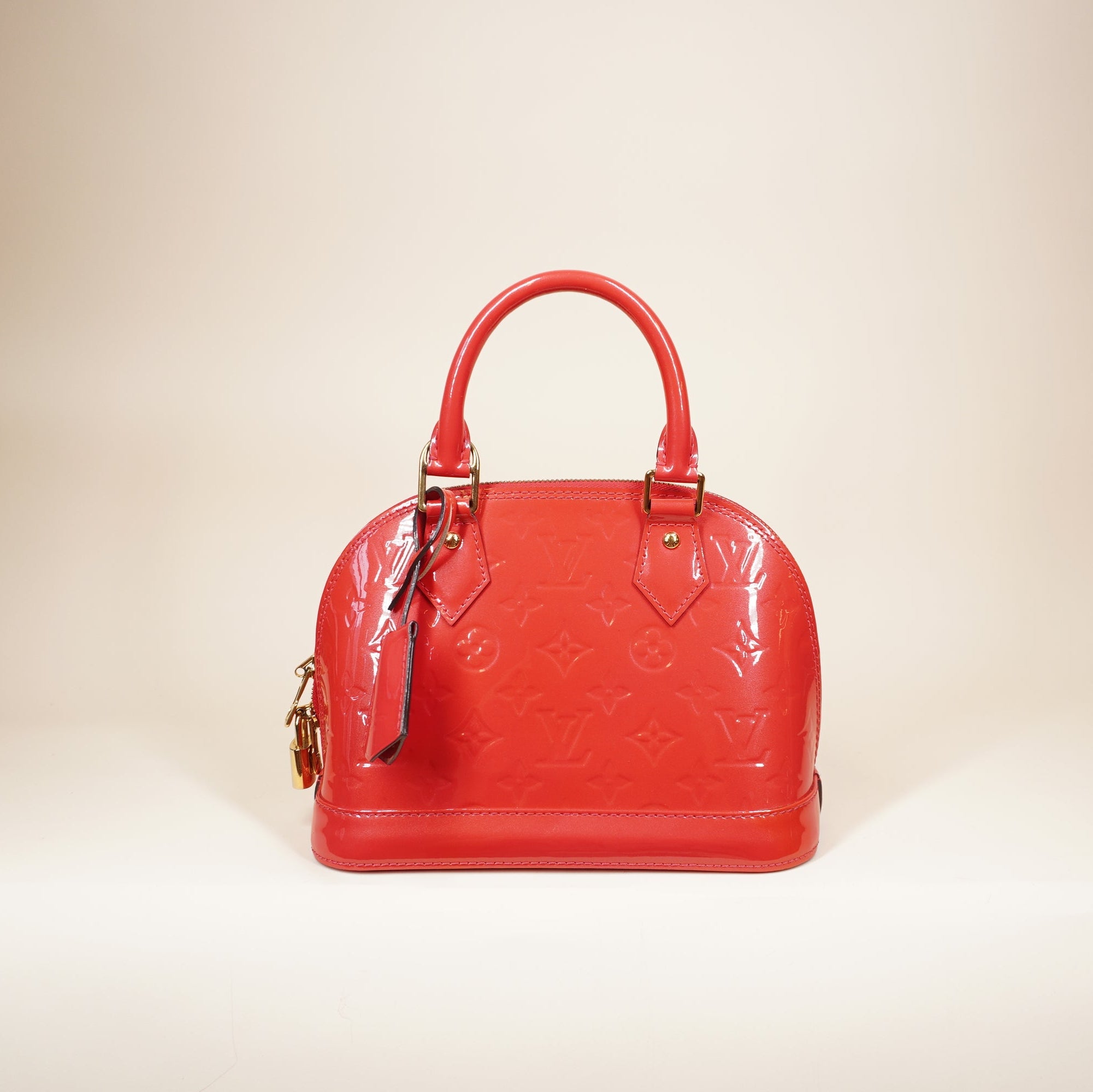 PRE-OWNED LV Alma BB Pink Vernis Shoulder Bag