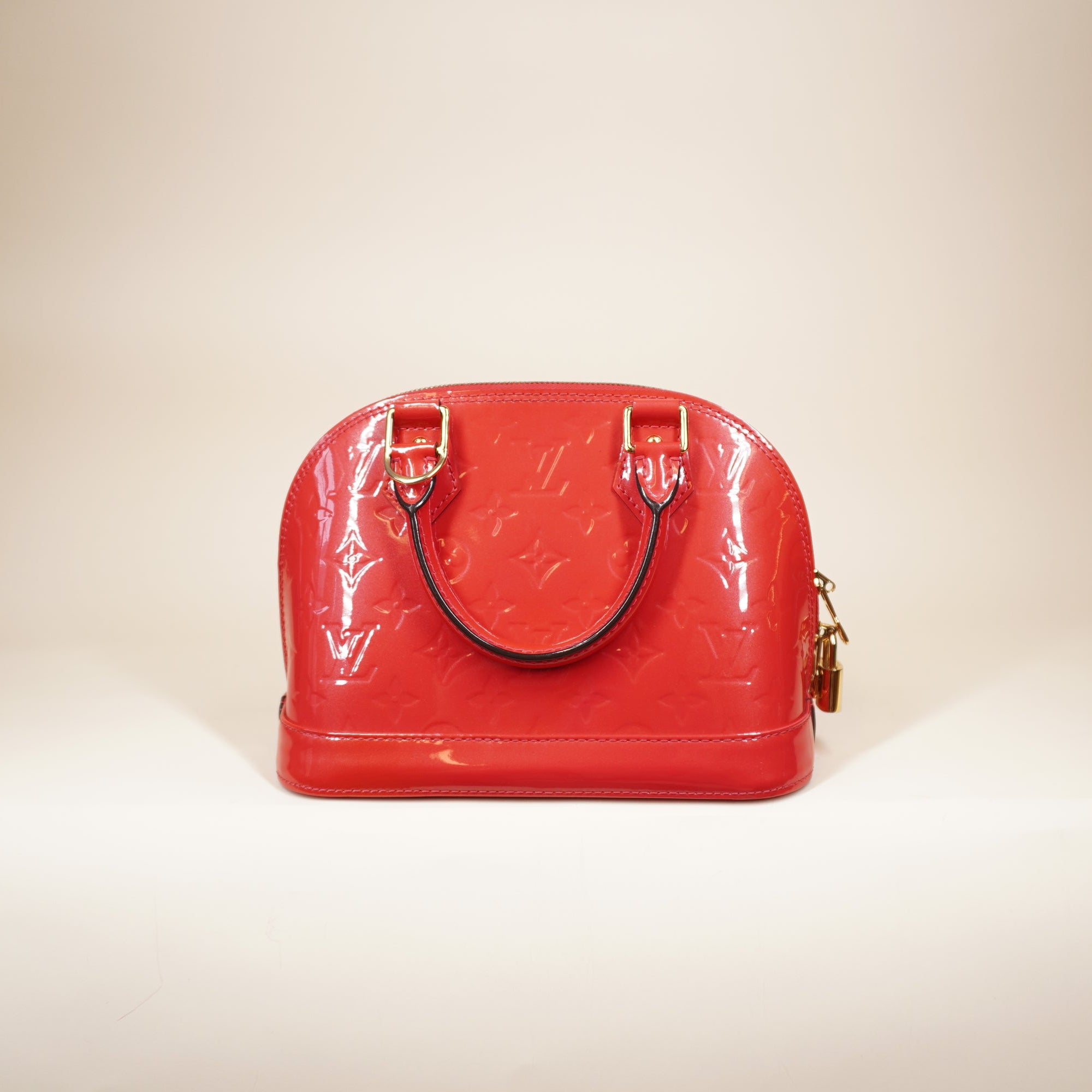 PRE-OWNED LV Alma BB Pink Vernis Shoulder Bag