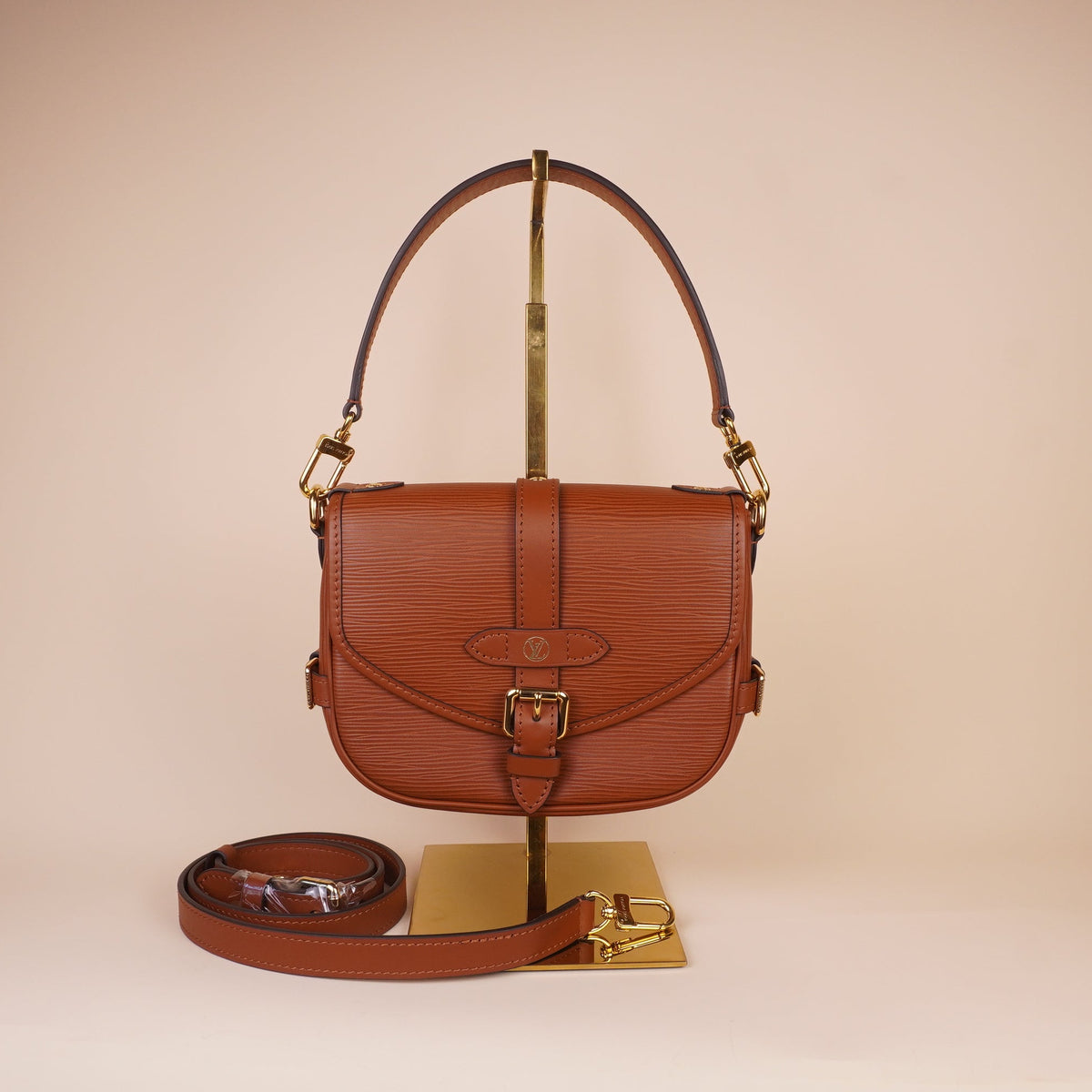 PRE-OWNED LV Saumur BB Epi Leather Cognac Shoulder Bag