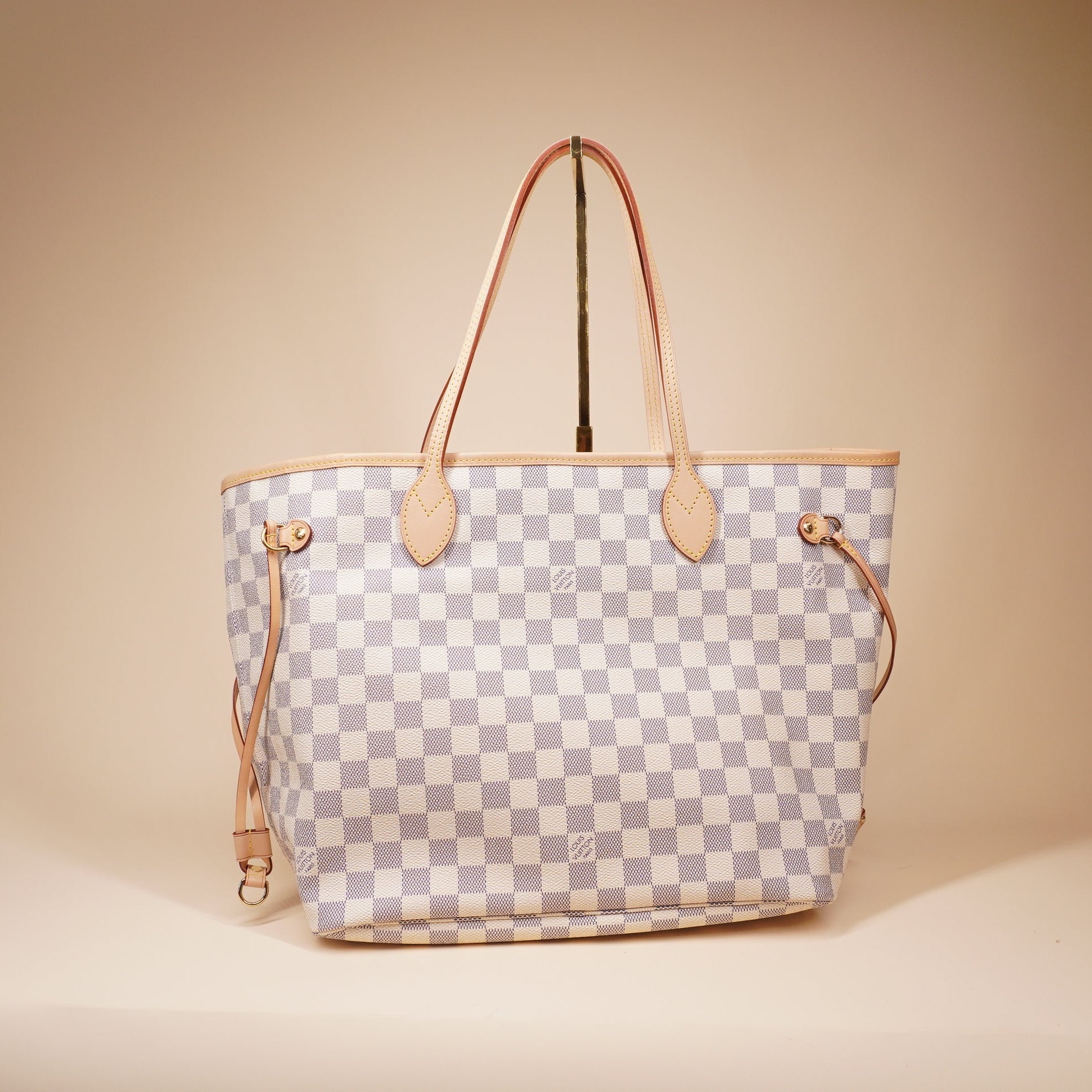 PRE-OWNED LV Neverfull MM Damier Azur Shoulder Bag