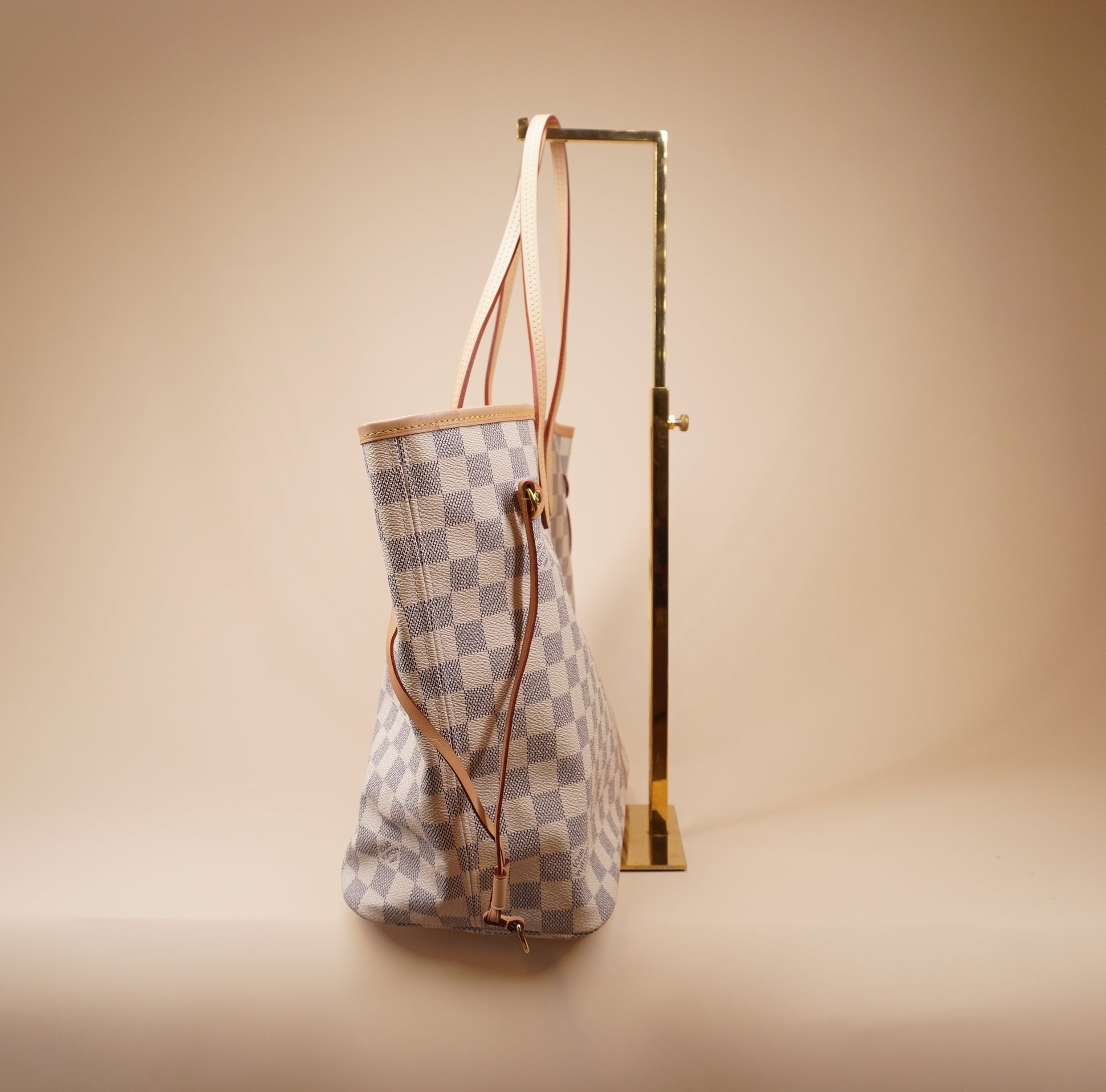 PRE-OWNED LV Neverfull MM Damier Azur Shoulder Bag