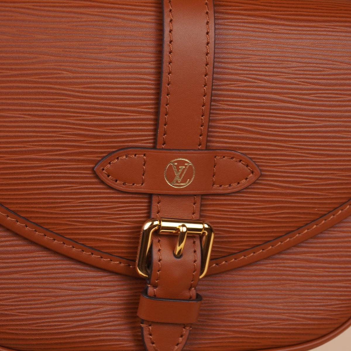PRE-OWNED LV Saumur BB Epi Leather Cognac Shoulder Bag
